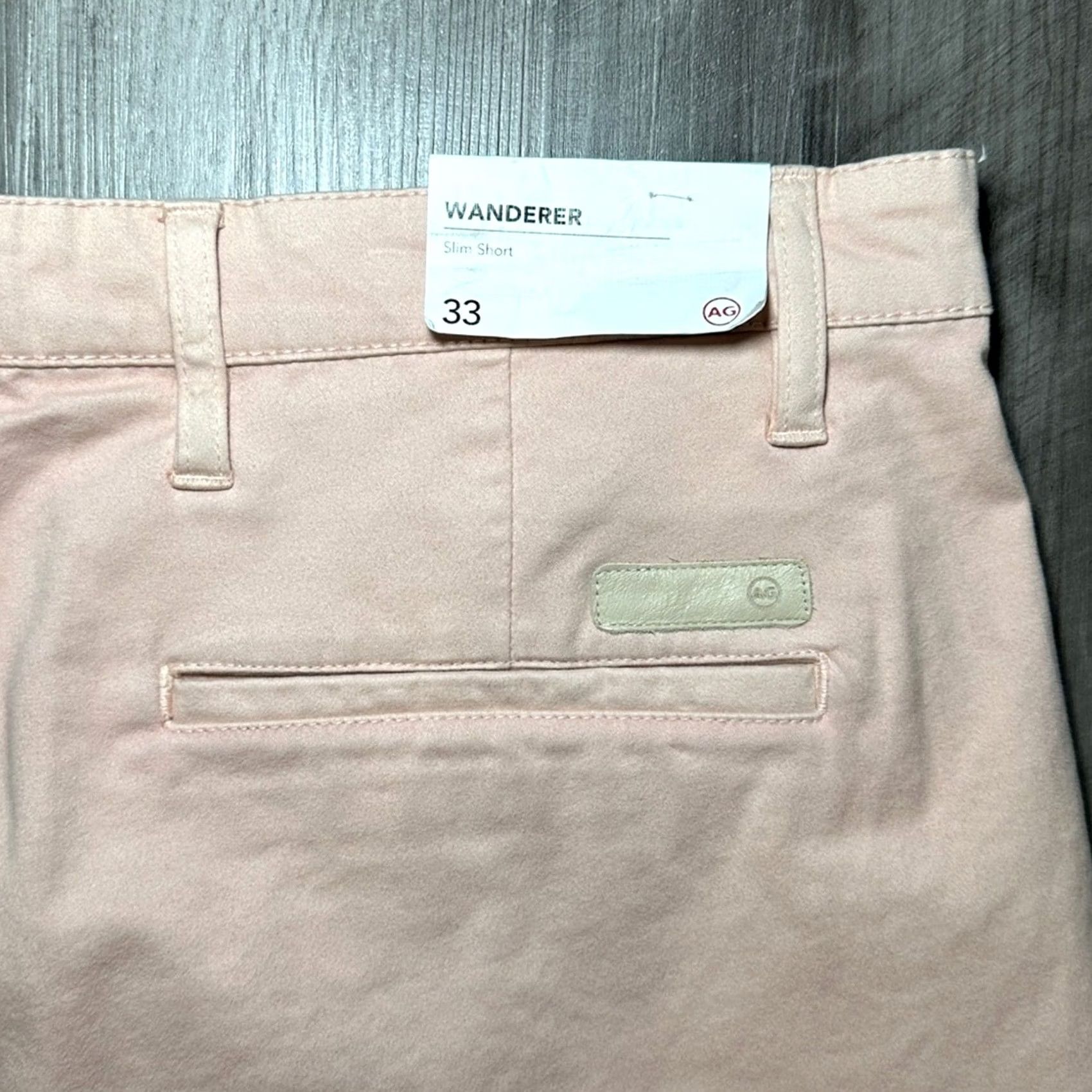 Vintage VINTAGE AG Adriano Goldschmied The Wanderer Slim Pink Chino Trouser Shorts Mens 33 Regular Pink 8in 35in 10in NR19 Size US 33 - 3 Thumbnail