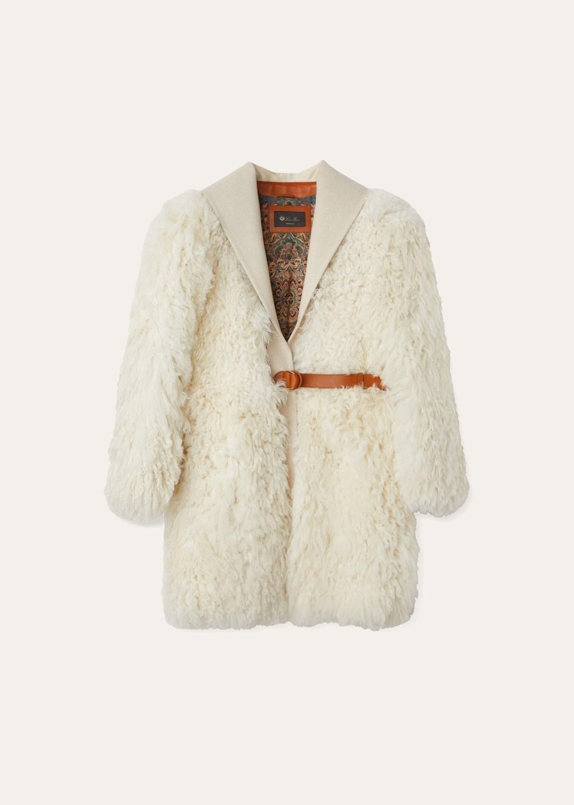 Loro Piana o1srvl11e1124 Azelie Curl Shearling Coat in White Size L / US 10 / IT 46 - 1 Thumbnail