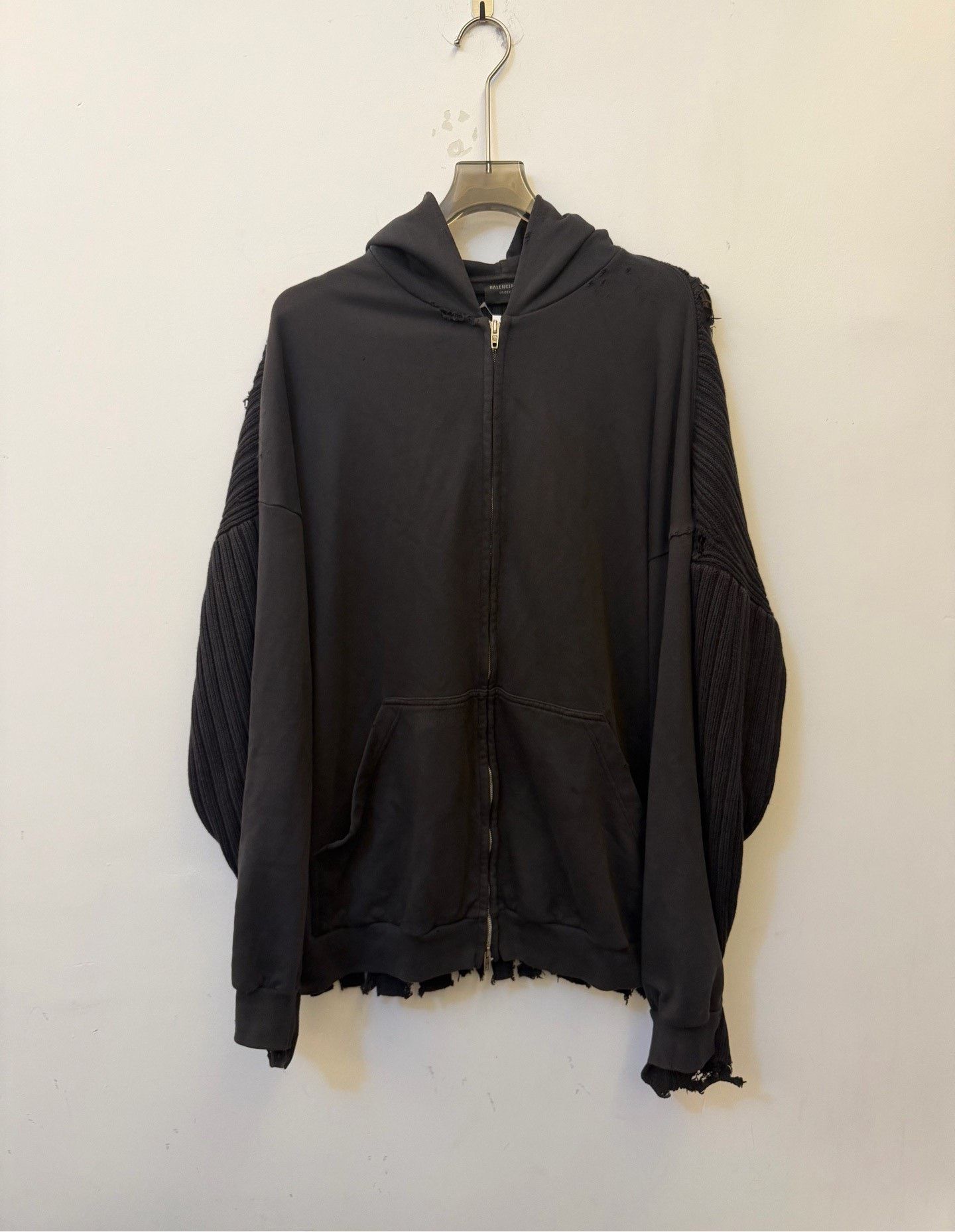 Balenciaga Balenciaga Panelled Distressed Zip Hoodie 2 Size US M / EU 48-50 / 2 - 1 Thumbnail
