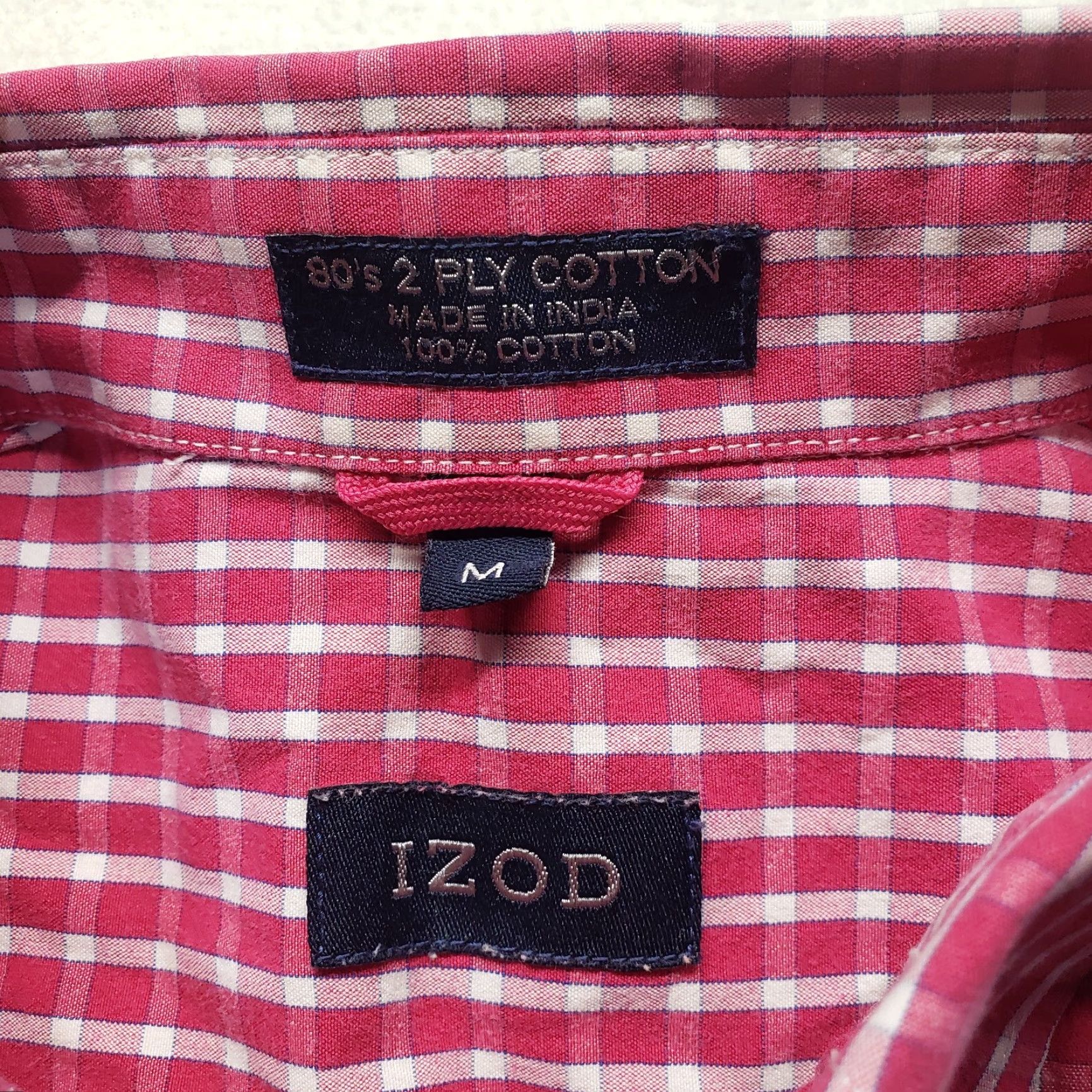 Izod IZOD Shirt Button-Up Long Sleeve Pink Checkered Plaid Adult Men's M Medium Button-Down Collared Classic Fit Size US M / EU 48-50 / 2 - 2 Thumbnail