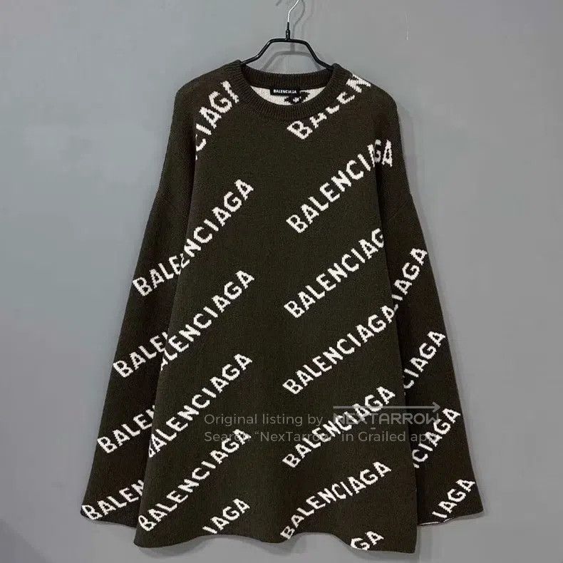 Balenciaga Brown Knit Full Print Sweater