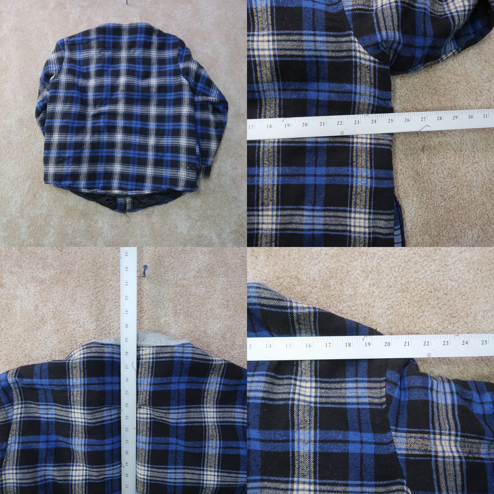Vintage VINTAGE MIC Rugged Wear Quilt Lined Flannel Shirt Jacket Bomber Shacket Hooded XL Plaid Blue Mens Size US XL / EU 56 / 4 - 8 Thumbnail