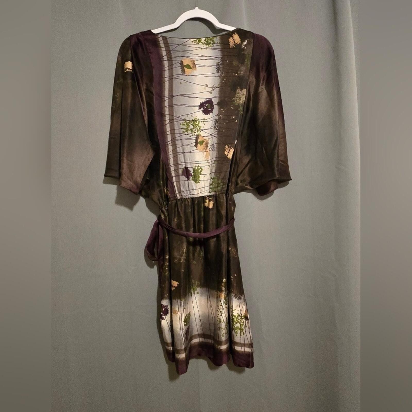 Other Suzi Chin for Maggy Boutique Silk Abstract Kimono Dress 10 Size L / US 10 / IT 46 - 2 Thumbnail