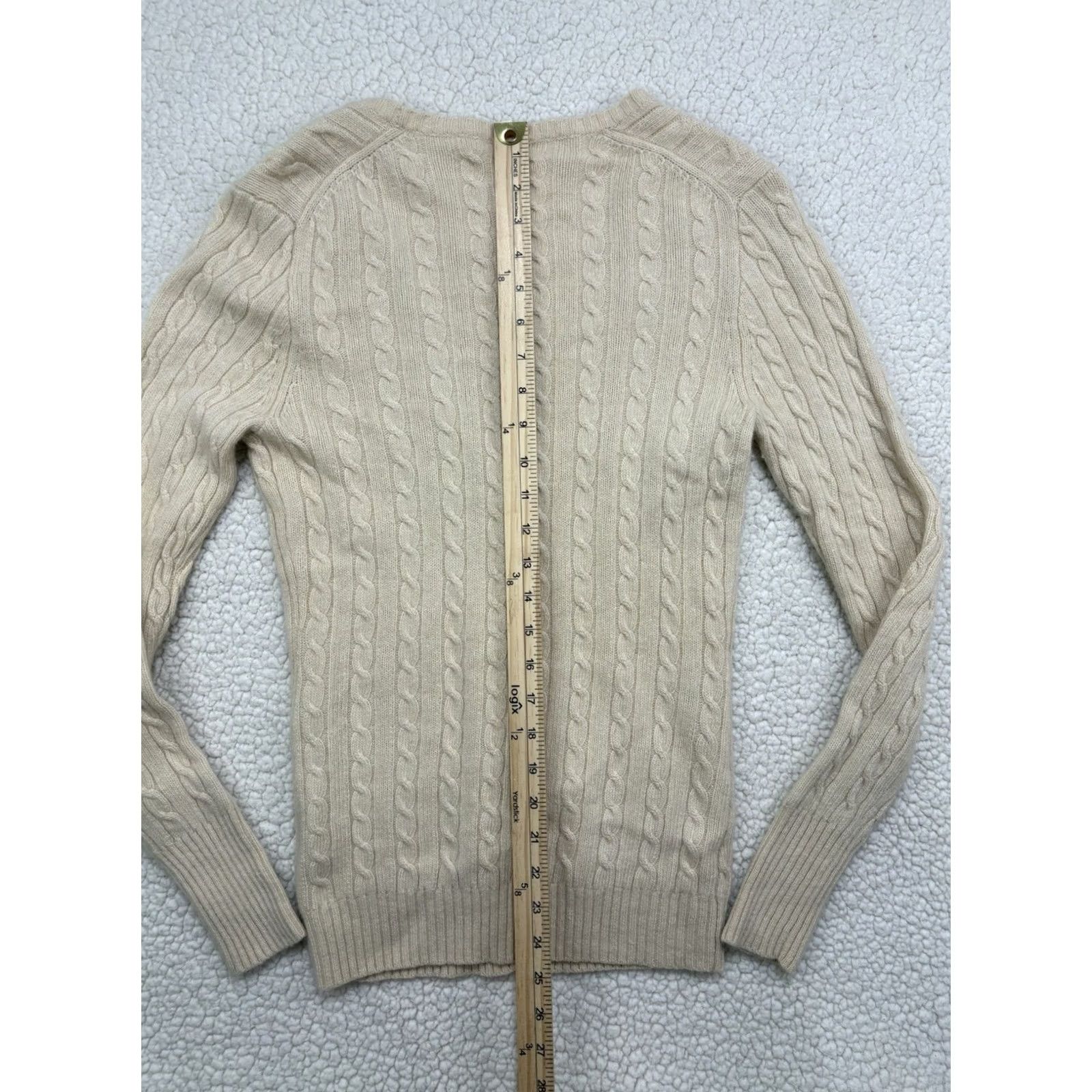 J.Crew VINTAGE J.CREW Cardigan Womens M Cable Knit Cream Beiges Wool Angora Cashmere V-Neck 90s Preppy Size M / US 6-8 / IT 42-44 - 5 Thumbnail