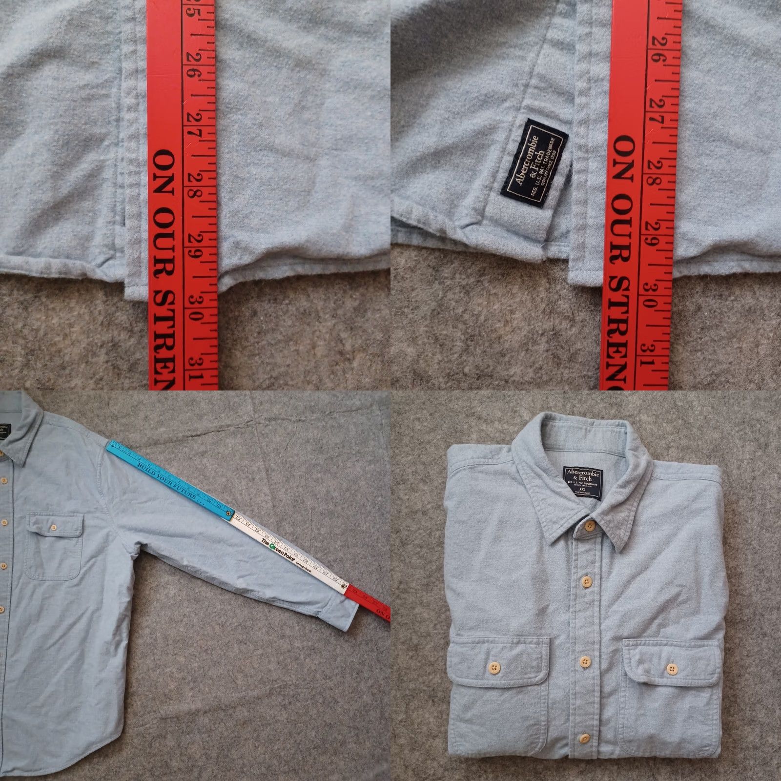 Abercrombie & Fitch Abercrombie & Fitch Shirt Mens 2XL Gray Flannel Heavy Shacket Button-Up Casual Workwear Pocketed Size US XXL / EU 58 / 5 - 8 Thumbnail