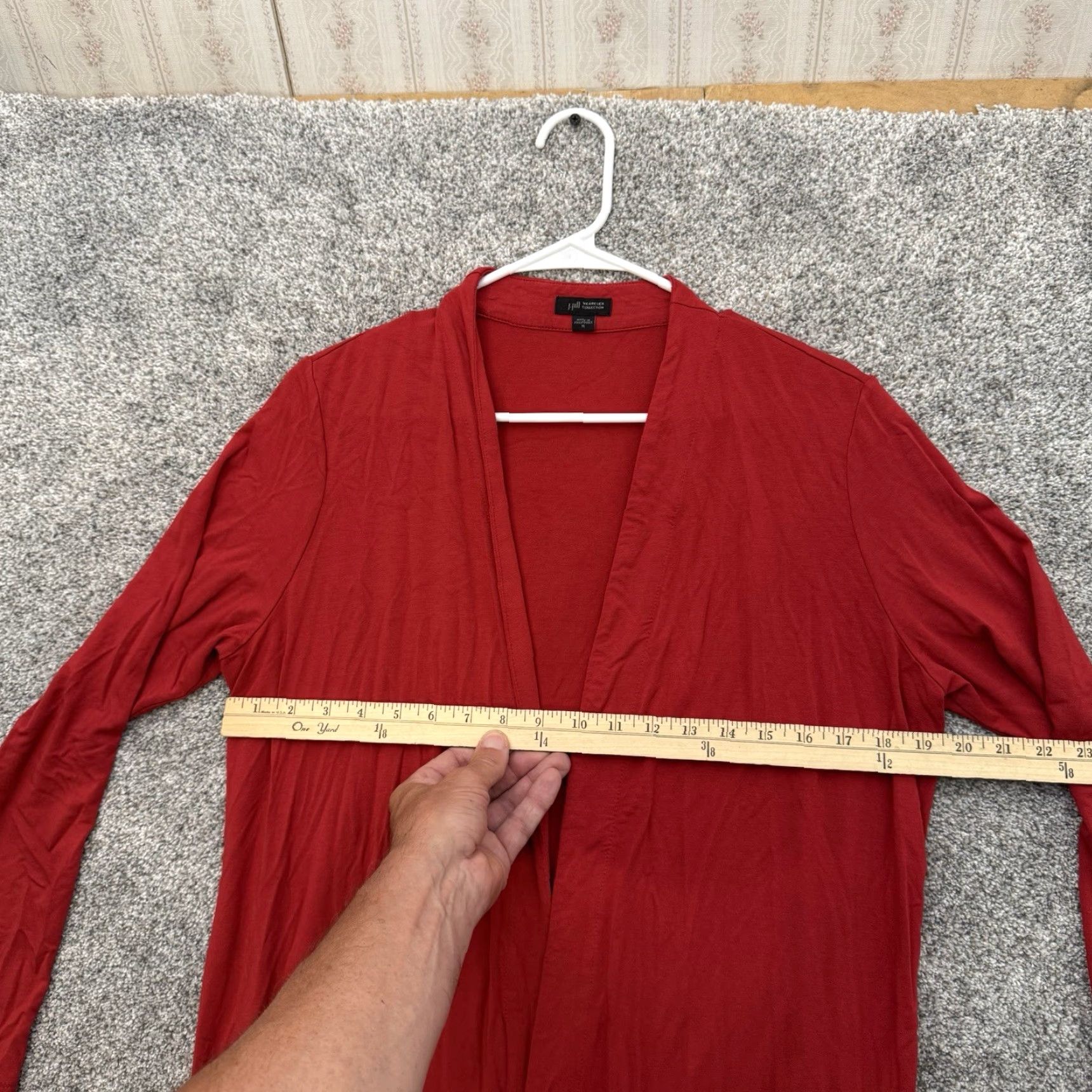 J. Jill J. Jill Cardigan Shirt Women M Red Solid Knit Long Open Front Artsy Teacher Lagom Clean Girl — Size M / US 6-8 / IT 42-44 - 2 Thumbnail