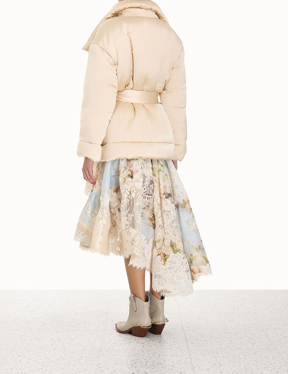 Zimmermann oc11z0225 Luminosity Satin Wadded Jacket in Beige Size L / US 10 / IT 46 - 5 Thumbnail