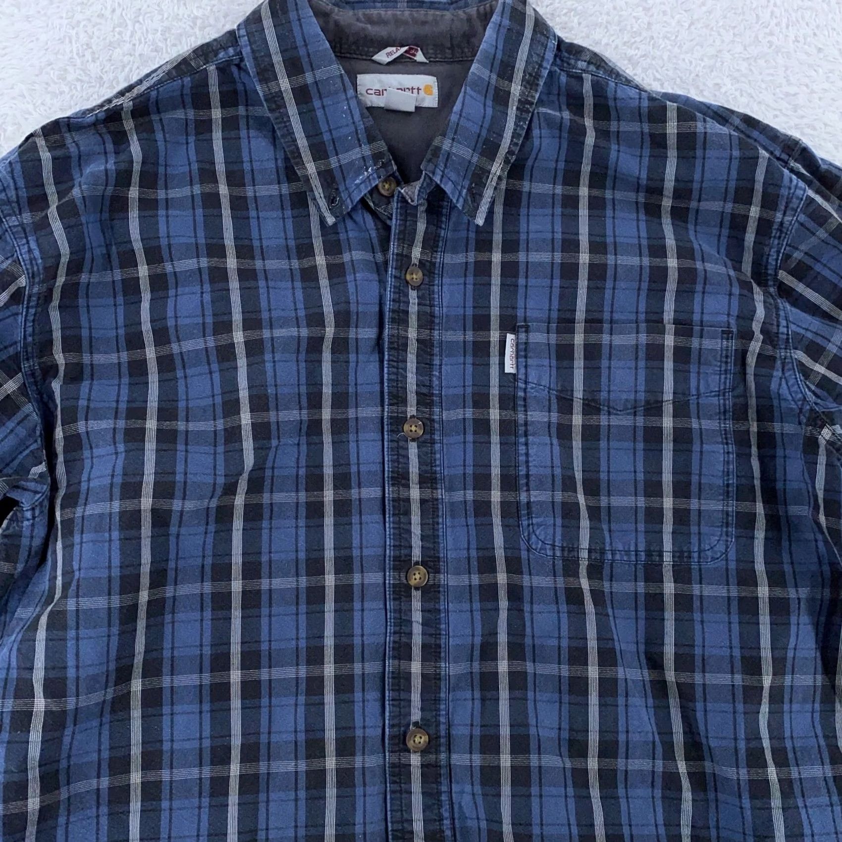 Carhartt Carhartt Shirt Mens XL Blue Plaid Long Sleeve Button-Up Relaxed Fit Workwear Size US XL / EU 56 / 4 - 2 Thumbnail