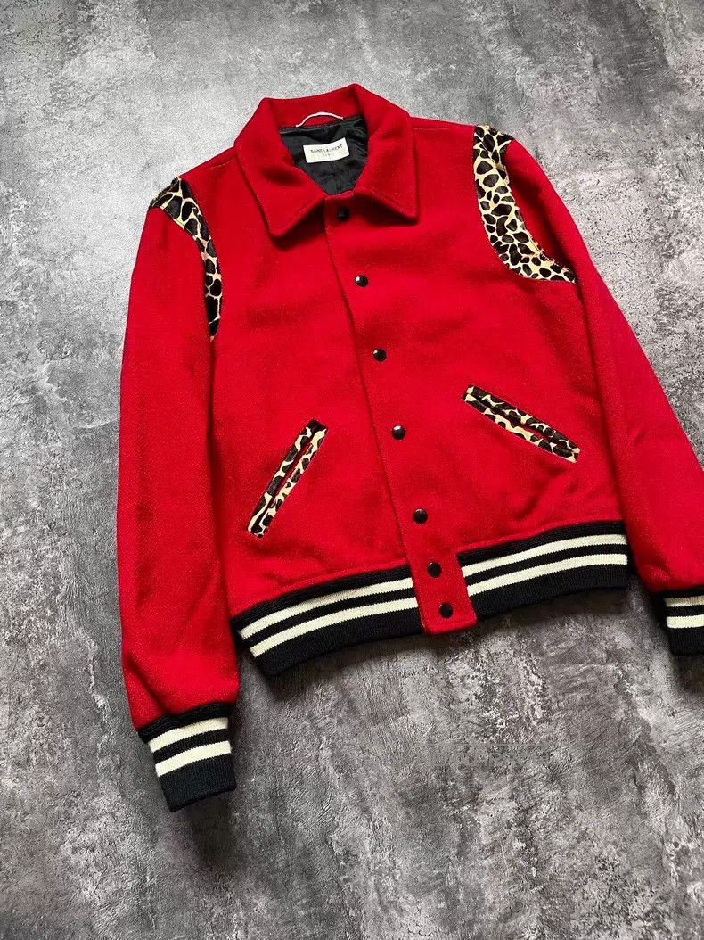 Saint Laurent Paris Saint Laurent Paris Red Leopard Print Patched Wool Basebal Size US S / EU 44-46 / 1 - 2 Thumbnail