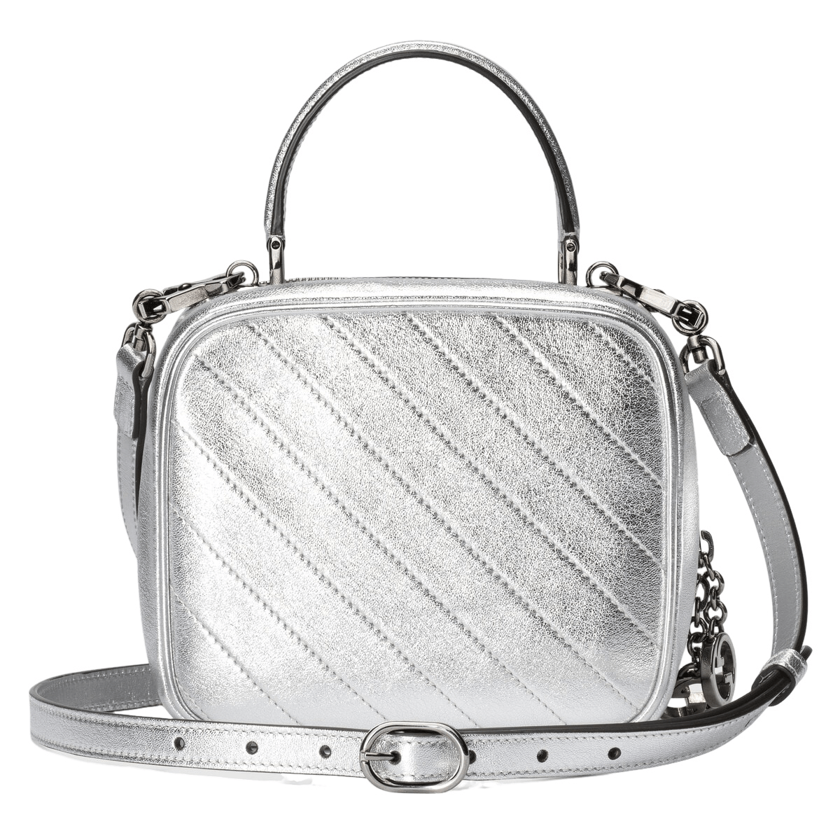 Gucci GUCCI Blondie Silver Metallic Leather Top Handle Bag Size ONE SIZE - 2 Thumbnail