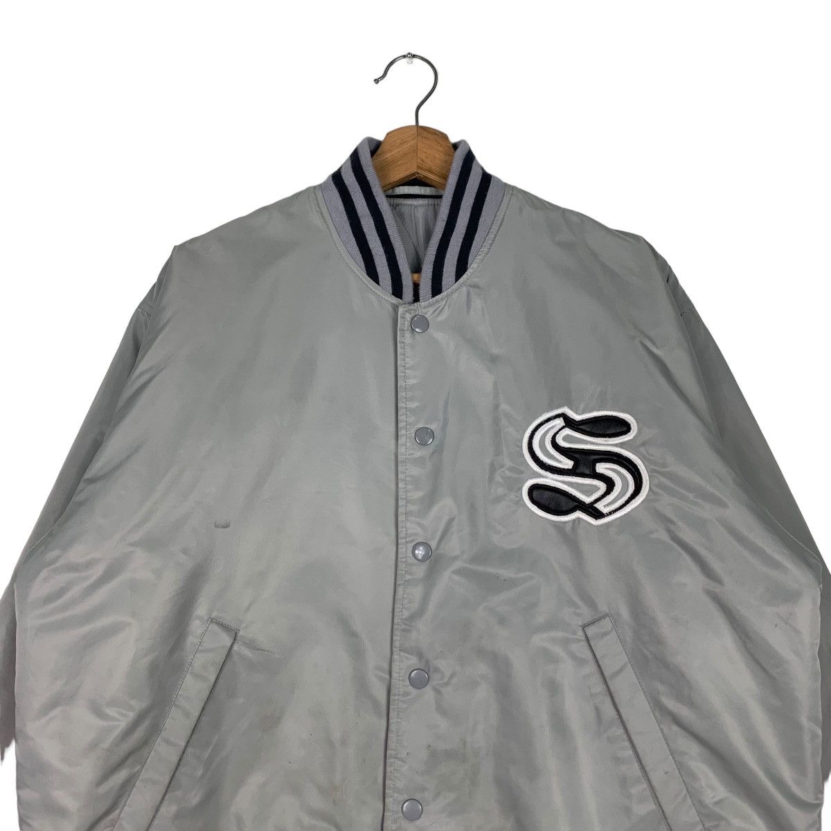 Japanese Brand HILLCROP Grey Varsity Jacket Coach Jacket #0921-C41 Size US M / EU 48-50 / 2 - 2 Thumbnail