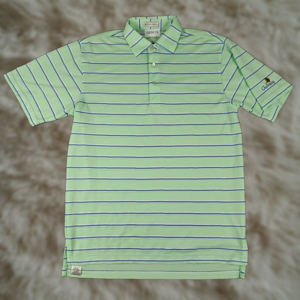 Peter Millar Peter Millar Polo Shirt Mens Medium Green Striped Golf Casual Short Sleeve Polo Shirt Mens Green Striped Golf Casual Short Sleeve Size US M / EU 48-50 / 2 - 1 Thumbnail