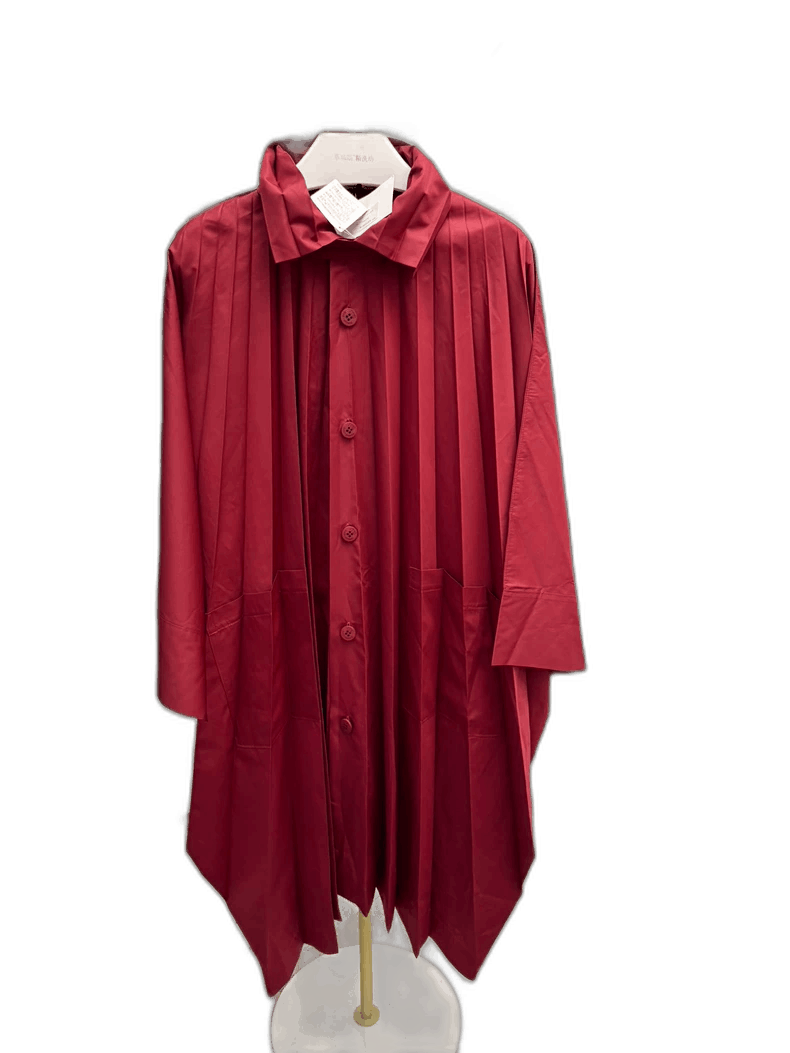 Issey Miyake Deep Red Lightweight Trench Coat Size ONE SIZE - 1 Thumbnail