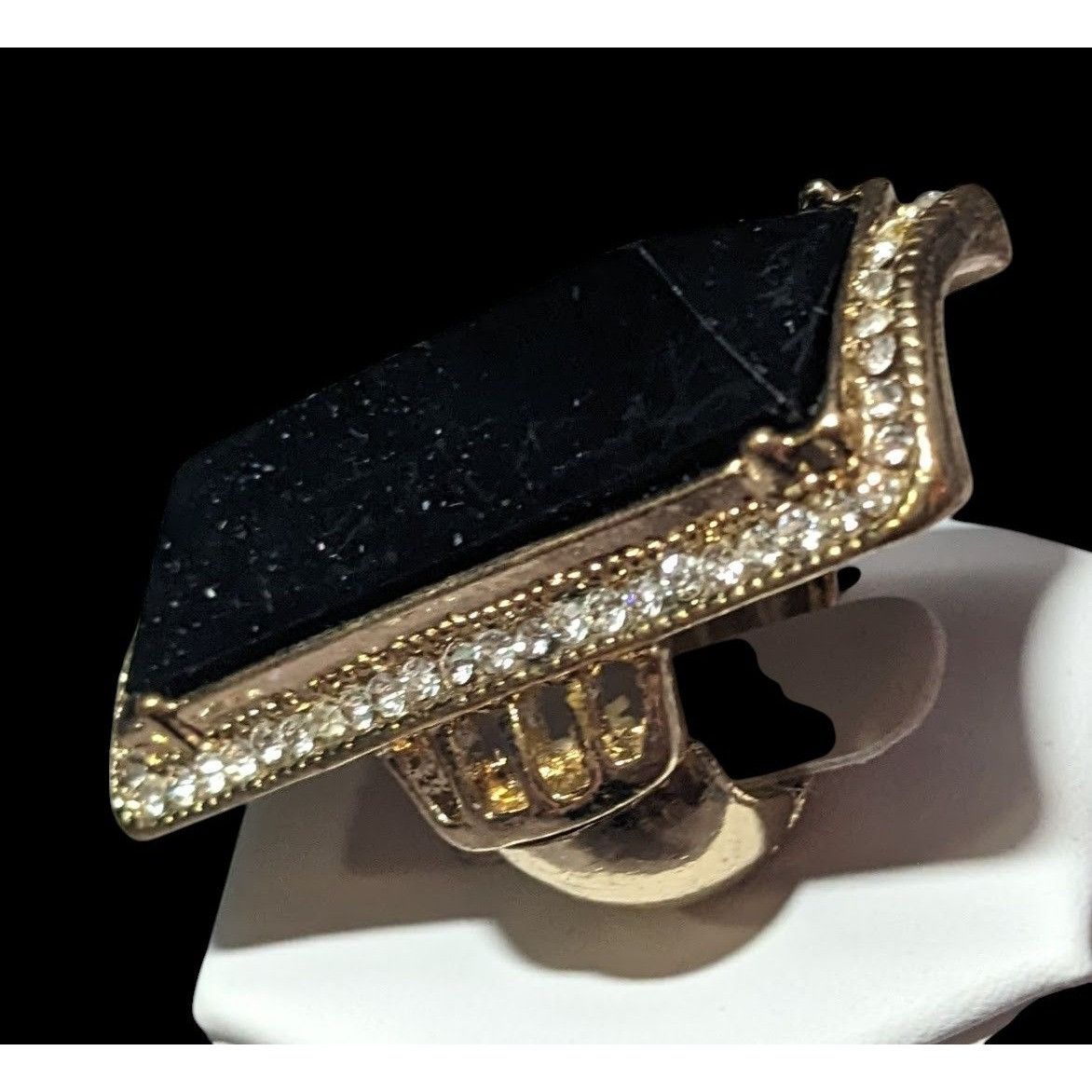 Other Art Deco Style Glam Black And Gold Stretch Statement Ring Si Size ONE SIZE - 9 Thumbnail