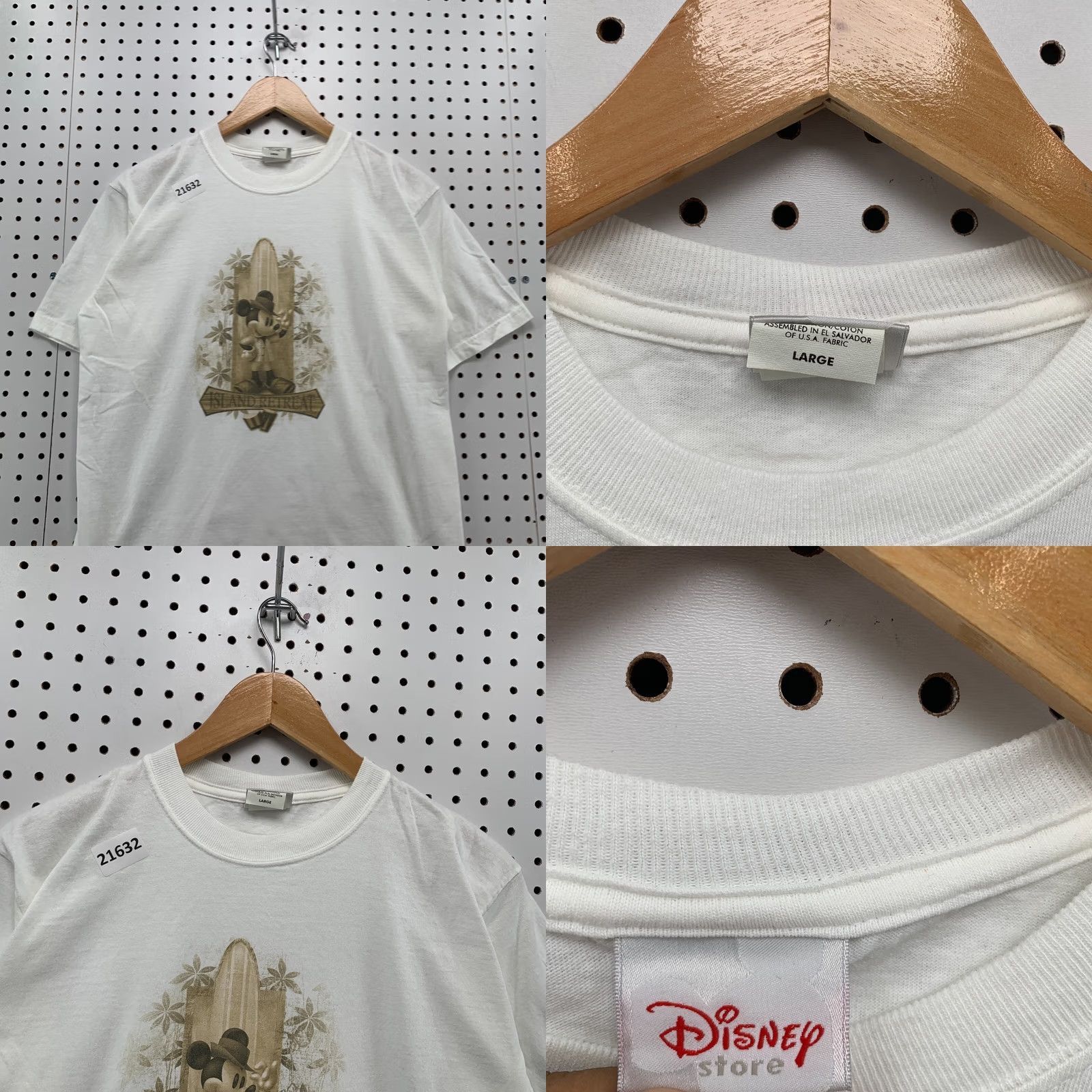 Disney VINTAGE Disney Island Retreat T-Shirt Unisex Adults Large White Mickey Mouse Surfer 19.5x26.5 Size US L / EU 52-54 / 3 - 8 Thumbnail