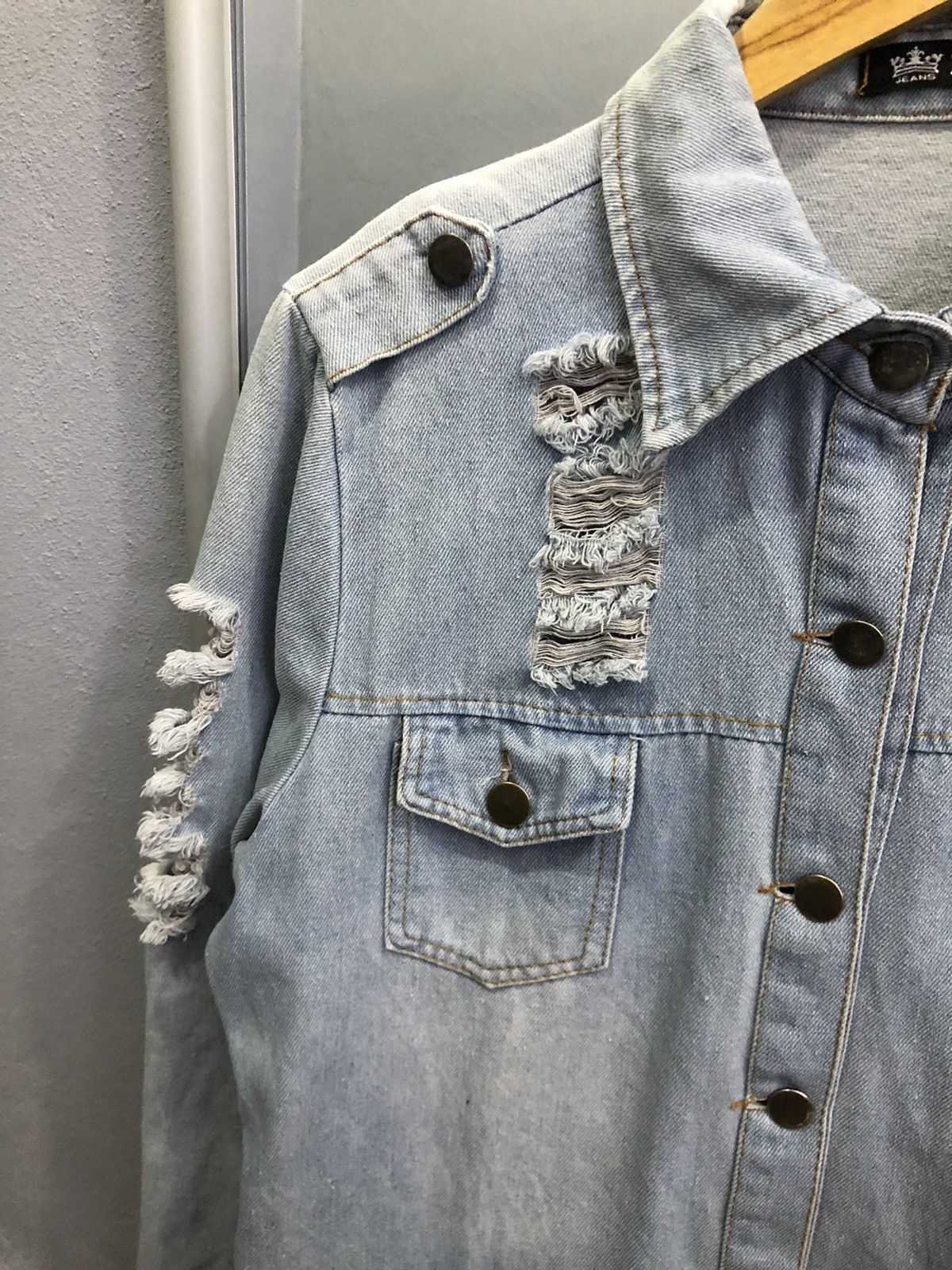 Japanese Brand Ruyi Distressed Denim Long Jacket Y2K Grunge Size M / US 6-8 / IT 42-44 - 5 Thumbnail