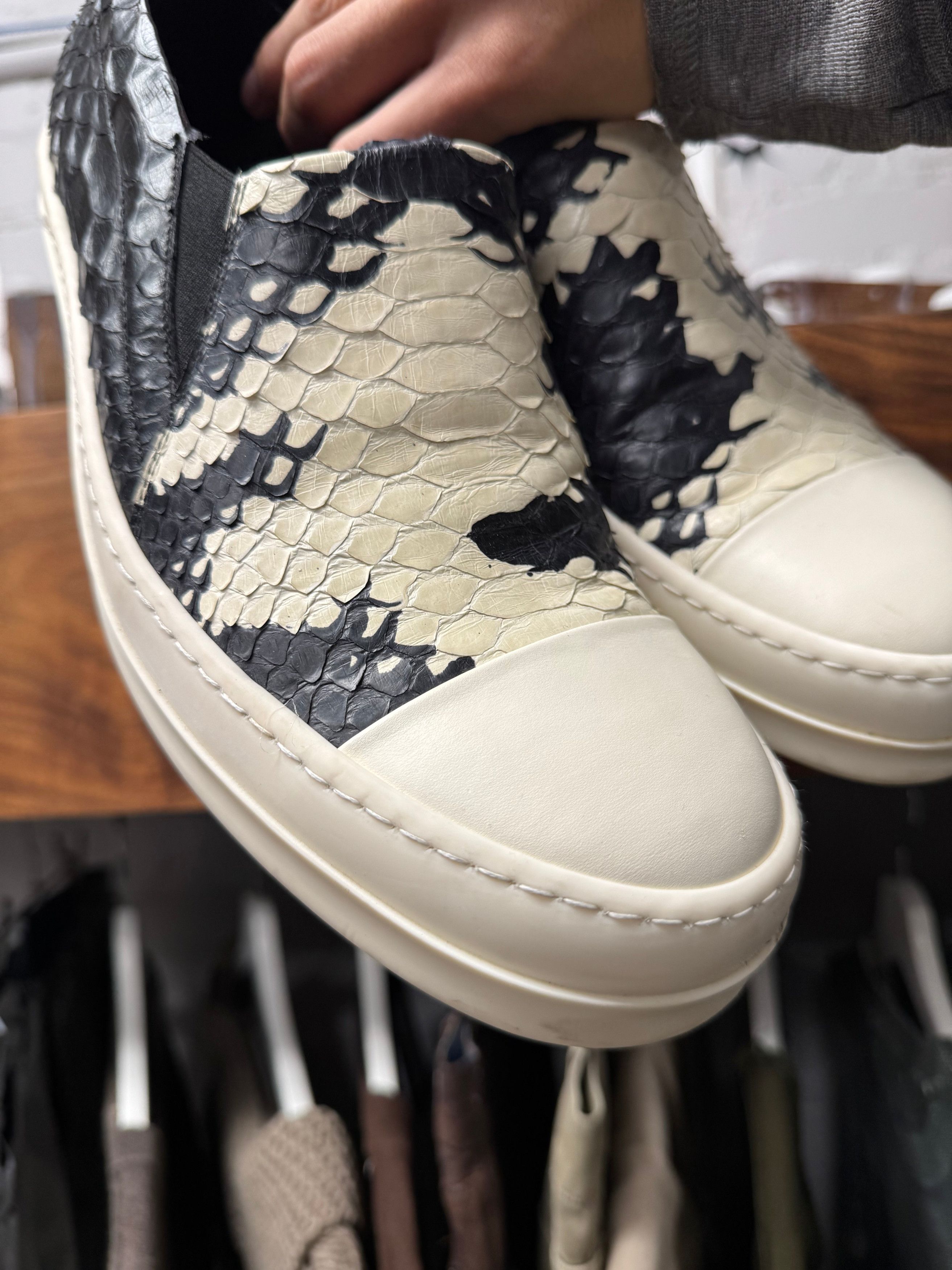 Rick Owens Rick Owens Python Leather ‘Ramones’ Slip On Sneakers Size US 10 / EU 43 - 2 Thumbnail