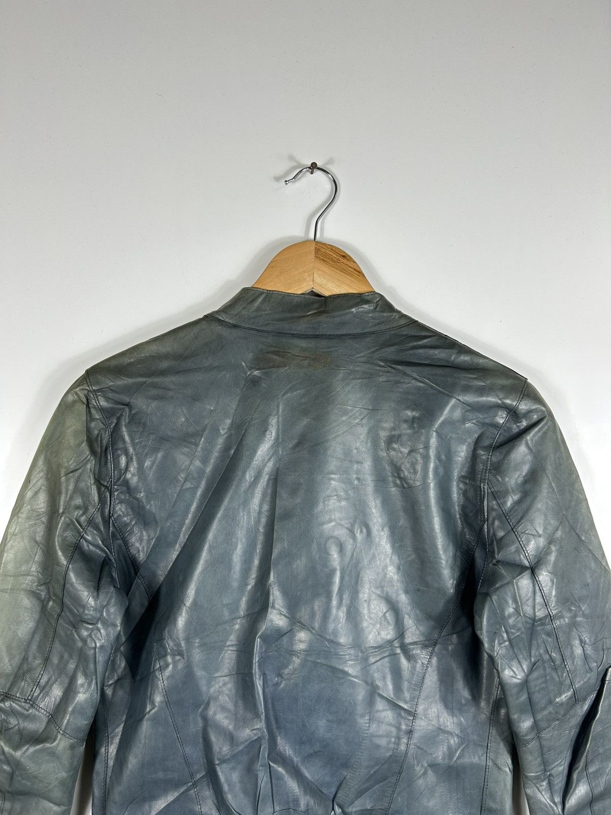 Designer × M0851 🔥M0851 Distressed Genuine Leather Cropped Rider Jacket Size XS / US 0-2 / IT 36-38 - 19 Thumbnail