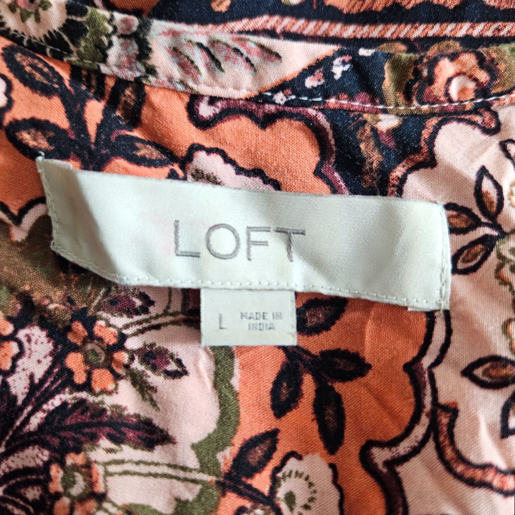 Loft Ann Taylor LOFT Womens Top Blouse Size L Pink Floral Sleeveless V-Neck Pullover Short Sleeveless? Size L / US 10 / IT 46 - 4 Thumbnail
