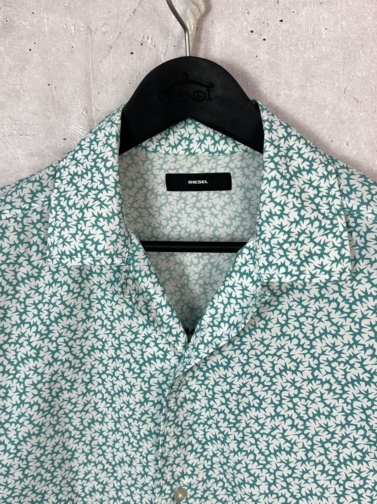 Diesel Diesel Printed Logo Button-up Short Sleeve Cotton Shirt Size US XL / EU 56 / 4 - 4 Thumbnail
