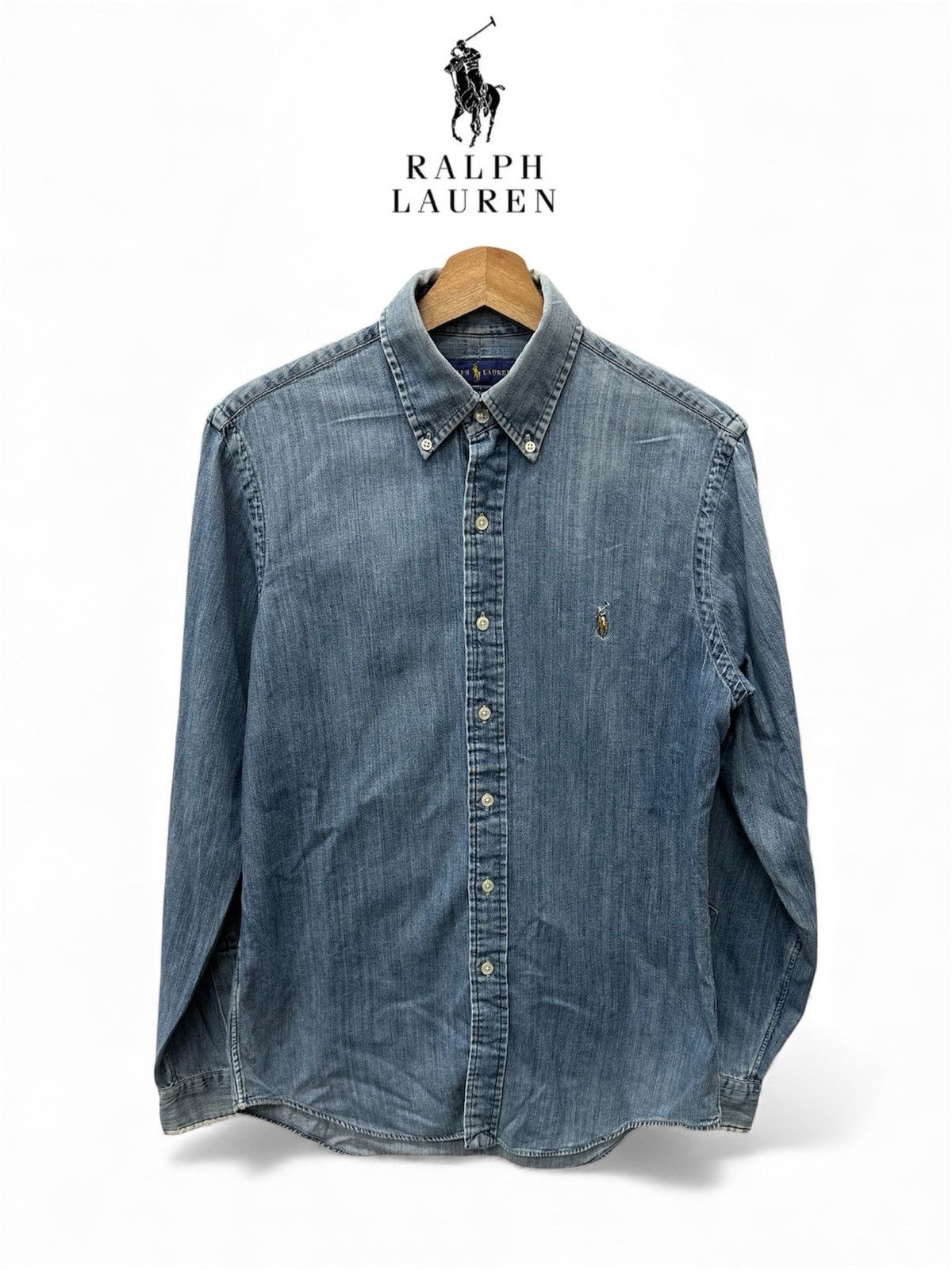 Polo Ralph Lauren Polo Ralph Lauren Distressed/Thrashed Denim Button Up Shirt Size US M / EU 48-50 / 2 - 1 Thumbnail