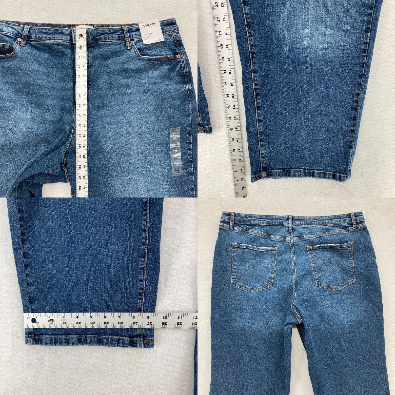Vintage Sonoma Jeans Women's Plus 22W High Rise Straight Leg Blue Stretch Denim Comfort Shirt Mens Womens? Size 40" / US 18 - 8 Thumbnail