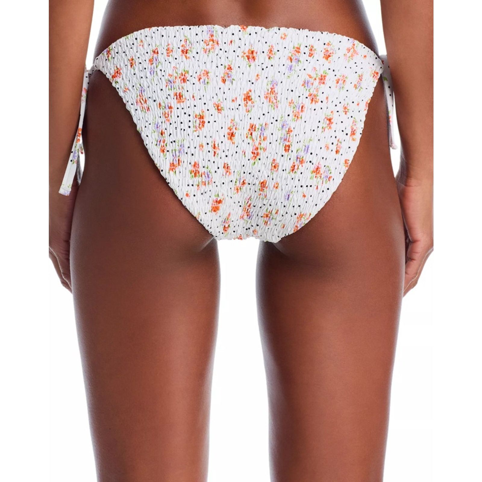 AQUA AQUA Women White Floral Tie Side Swim Bikini Bottom Size XL Size ONE SIZE - 2 Thumbnail