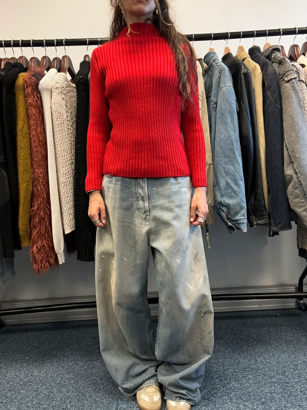 Prada Prada Sport FW2003 Red Ribbed Wool High Neck Sweater Knit Size S / US 4 / IT 40 - 1 Thumbnail