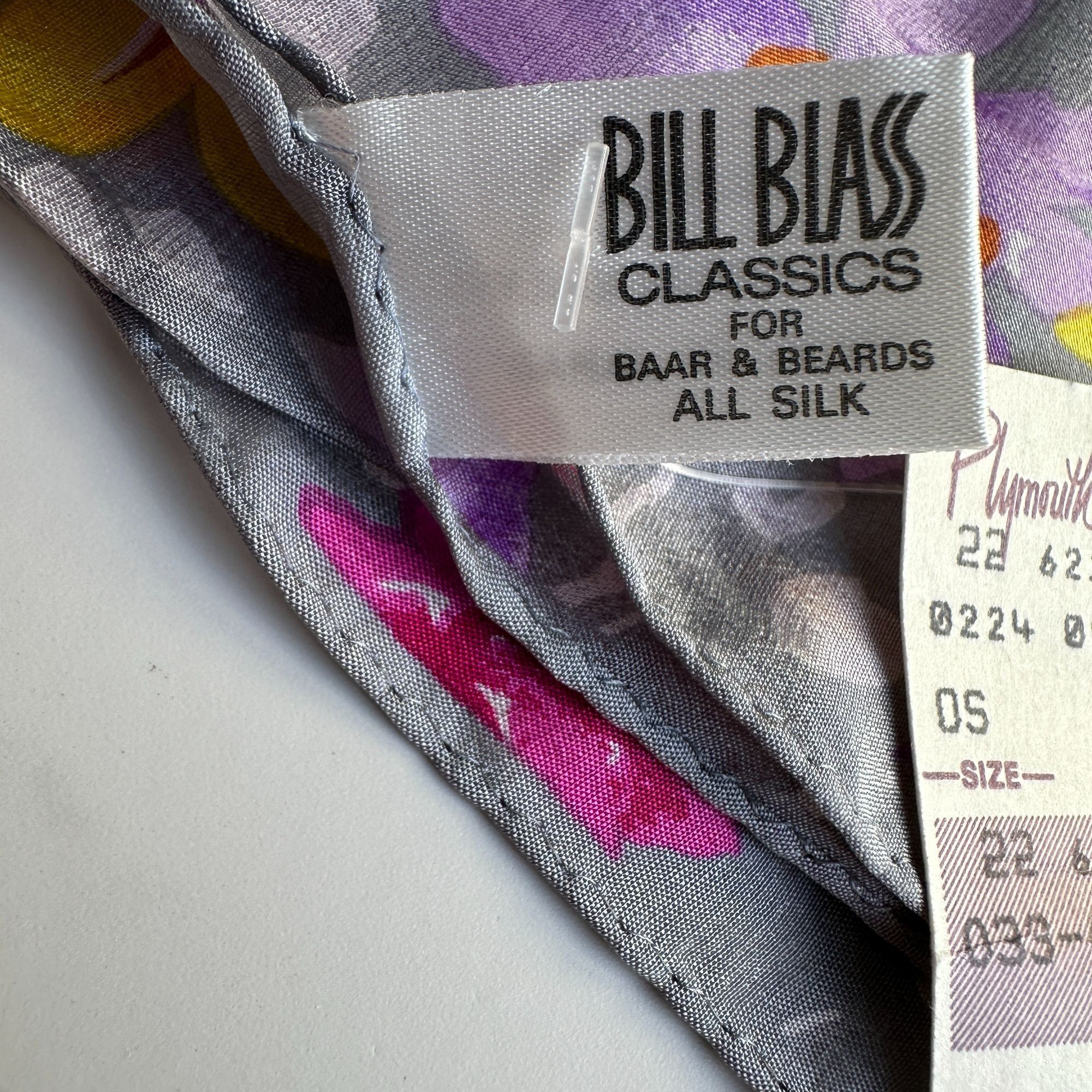 Bill Blass Bill Blass Silk Scarf, Gray Floral Square, 27x27, Vintage Ba Size ONE SIZE - 7 Thumbnail