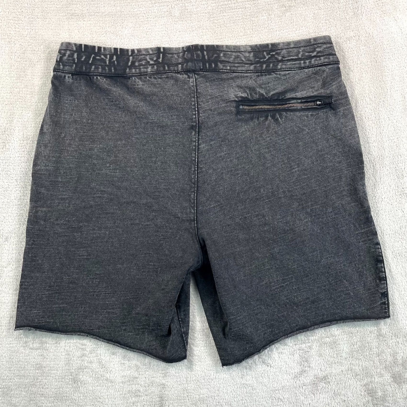 John Varvatos John Varvatos Lancaster Shorts Men M Black Slub Cotton Raw-Edge NWT Drawstring Pockets Zip 7.5in Inseam Casual Travel Summer Spring Fall Size US 31 - 5 Thumbnail