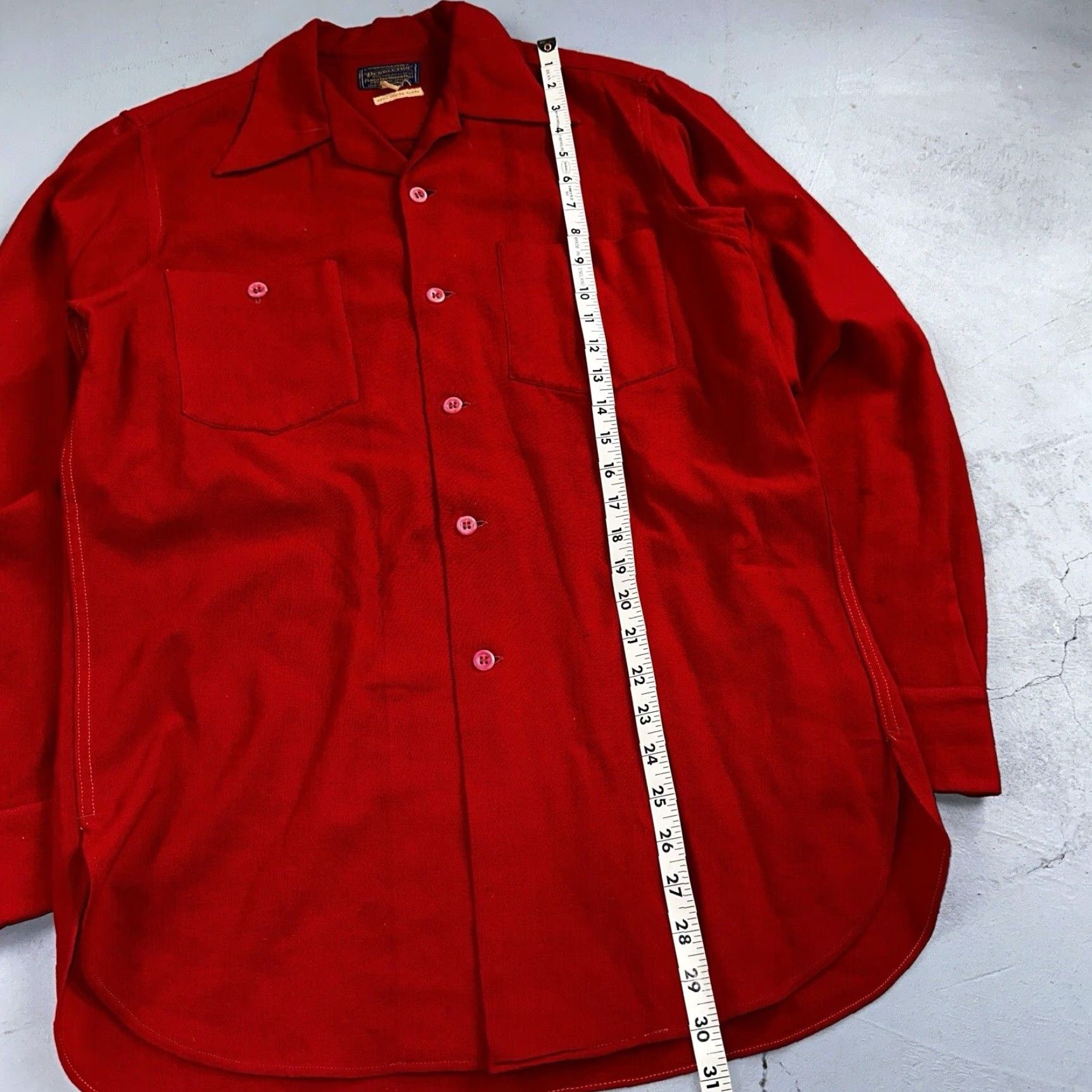Pendleton Pendleton Wool Shirt Jacket Long Sleeve Red Plaid Button-Up 1930s 30s 40s VTG Mens M Vintage Size US M / EU 48-50 / 2 - 6 Thumbnail