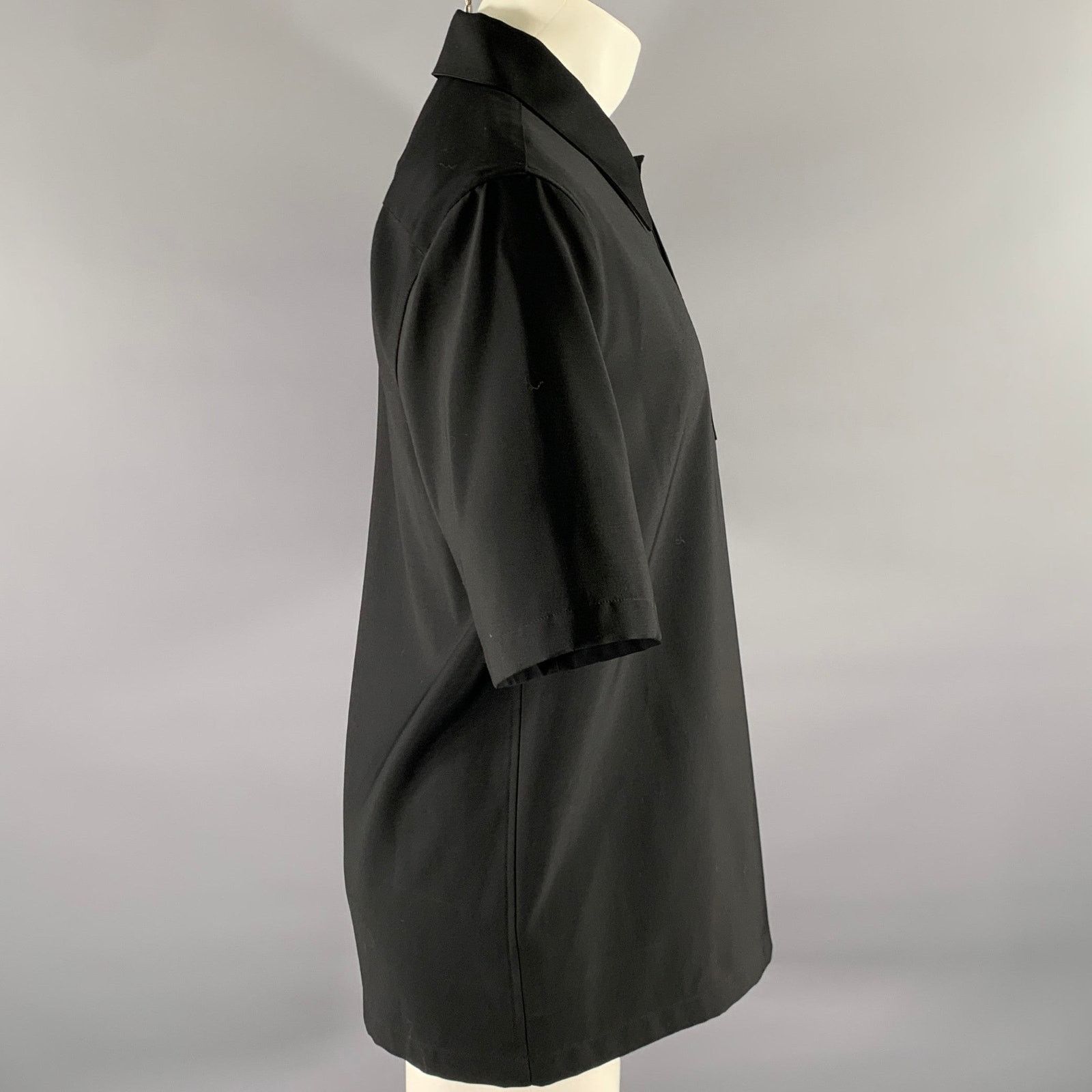 Jil Sander JIL SANDER Size M Black Wool Popover Short-Sleeve Shirt Size US M / EU 48-50 / 2 - 2 Thumbnail