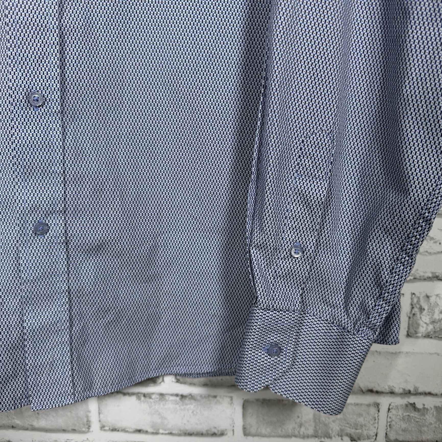 BUGATCHI Bugatchi Uomo Men’s XL Blue Micro Print Long Sleeve Button-Up Shirt Size US XL / EU 56 / 4 - 3 Thumbnail