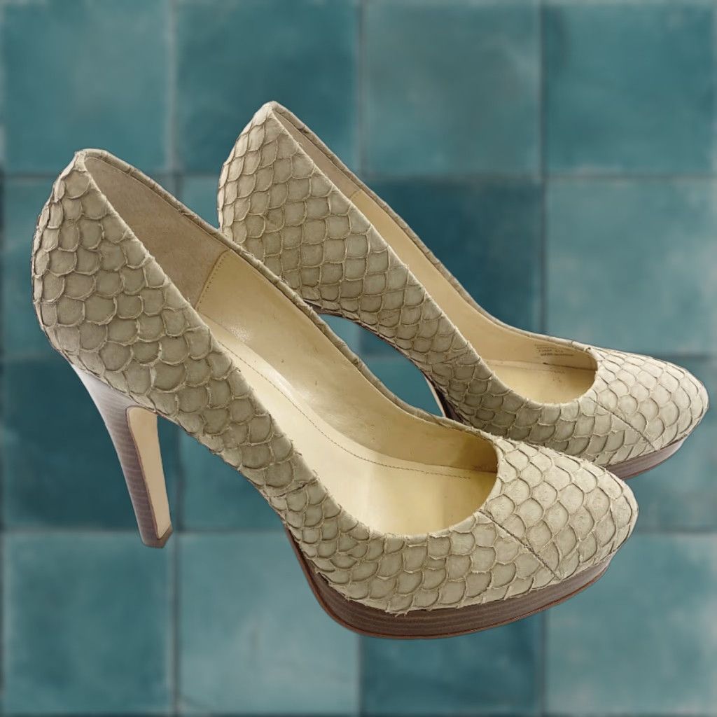 Calvin Klein Calvin Klein Kendall Heels 10 Tan Round Toe Fashion Pumps Womens US 10 Beige Leather Ultra High Heel M Size US 10 / IT 40 - 1 Thumbnail