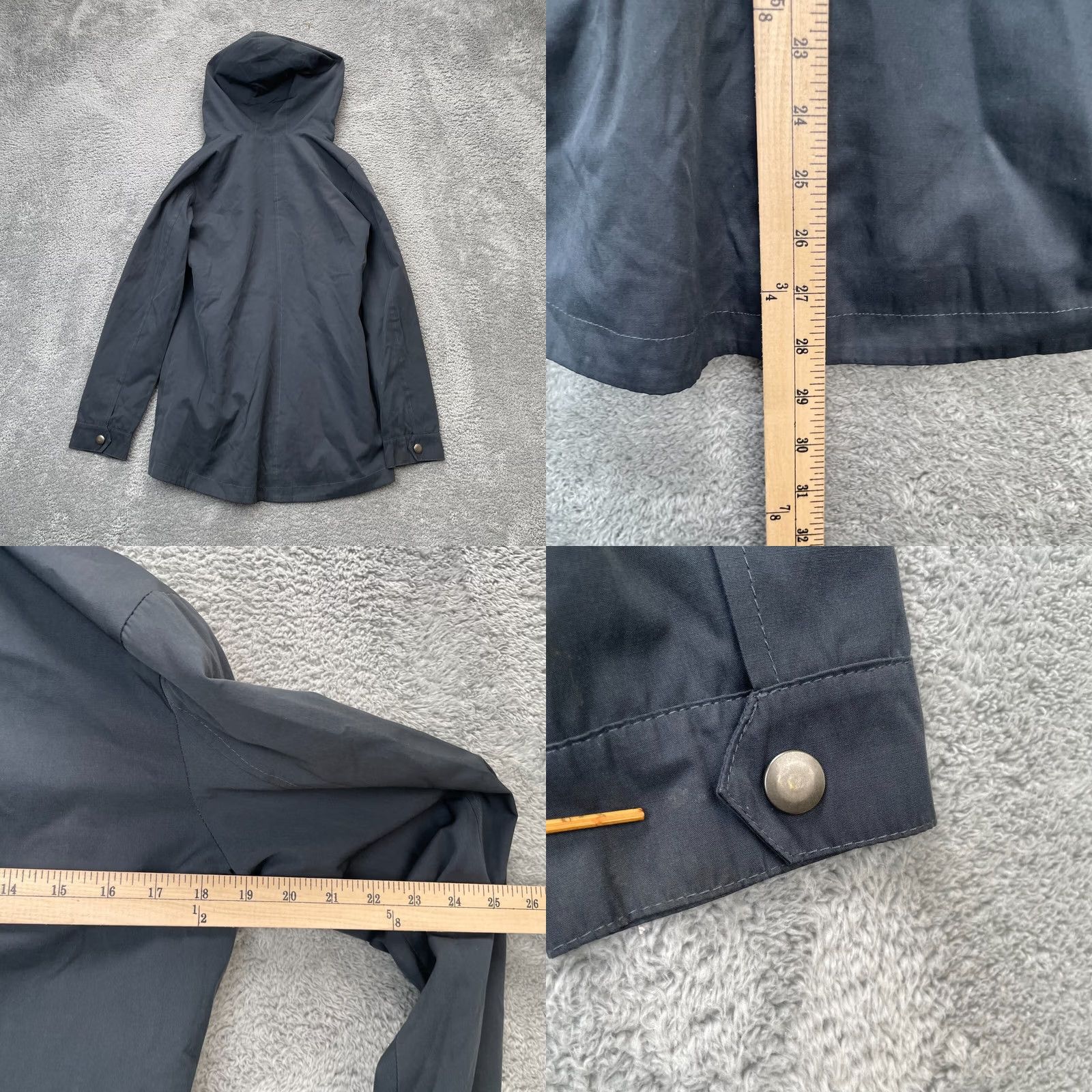 Vintage Bridge & Burn Jacket Womens Small Black Cotton Hooded Full Zip Coat Size S / US 4 / IT 40 - 8 Thumbnail
