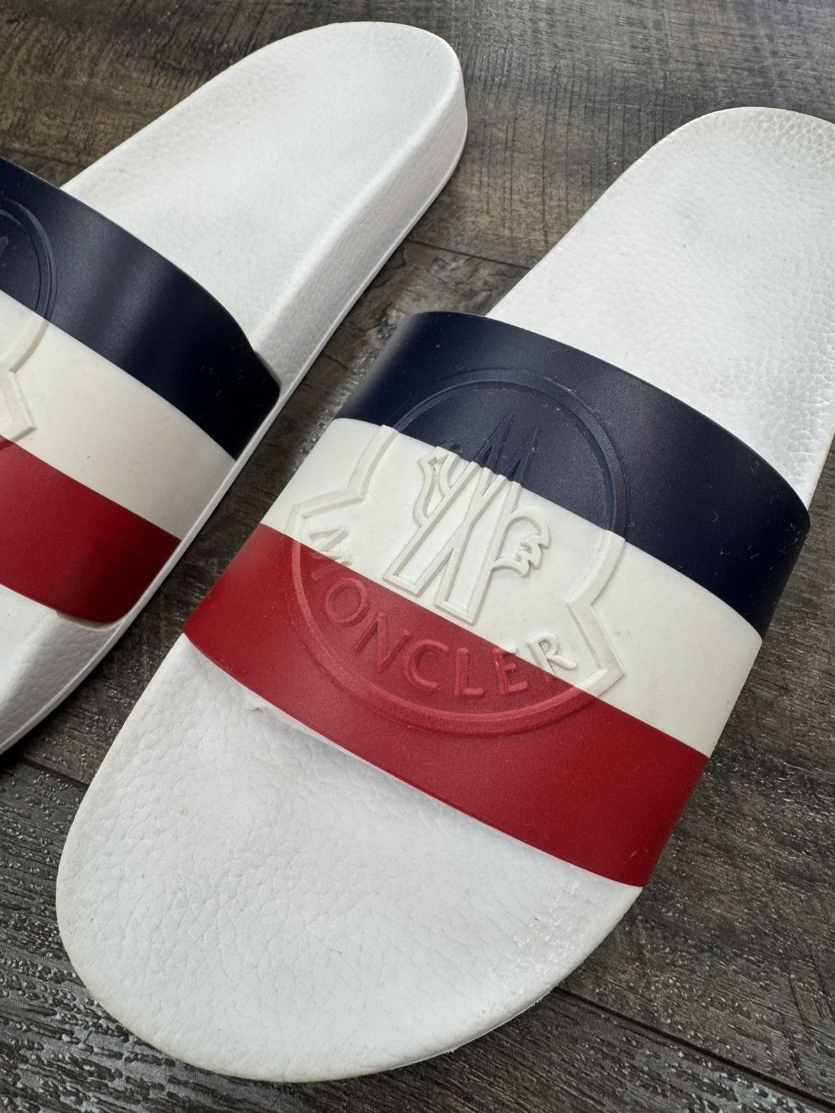 Moncler Rubber Basile Striped Slides White (46) Size US 13 / EU 46 - 2 Thumbnail