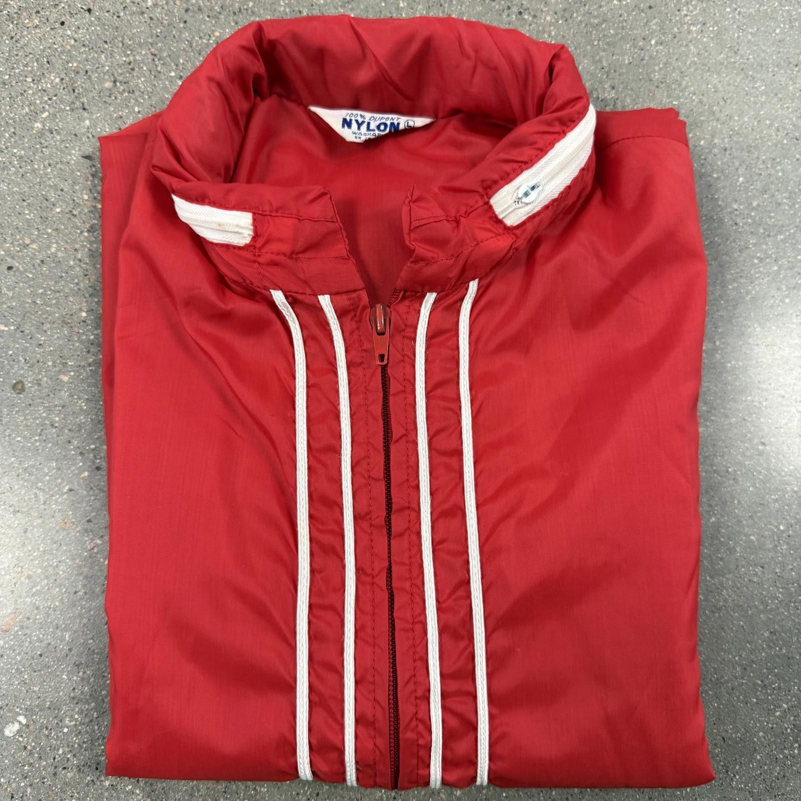 DuPont Vtg 60s DUPONT Hot Rod / Surf Red Nylon Jacket L RARE Size US L / EU 52-54 / 3 - 9 Thumbnail