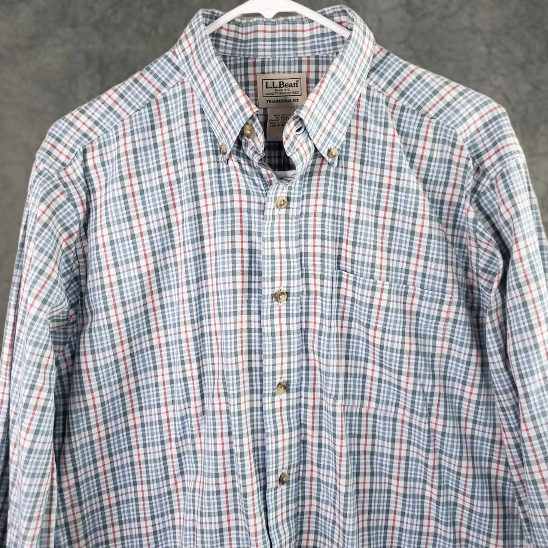Vintage L.L. Bean Button-Down Shirt Mens Medium Blue Plaid Long Sleeve Traditional Fit Size US M / EU 48-50 / 2 - 1 Thumbnail