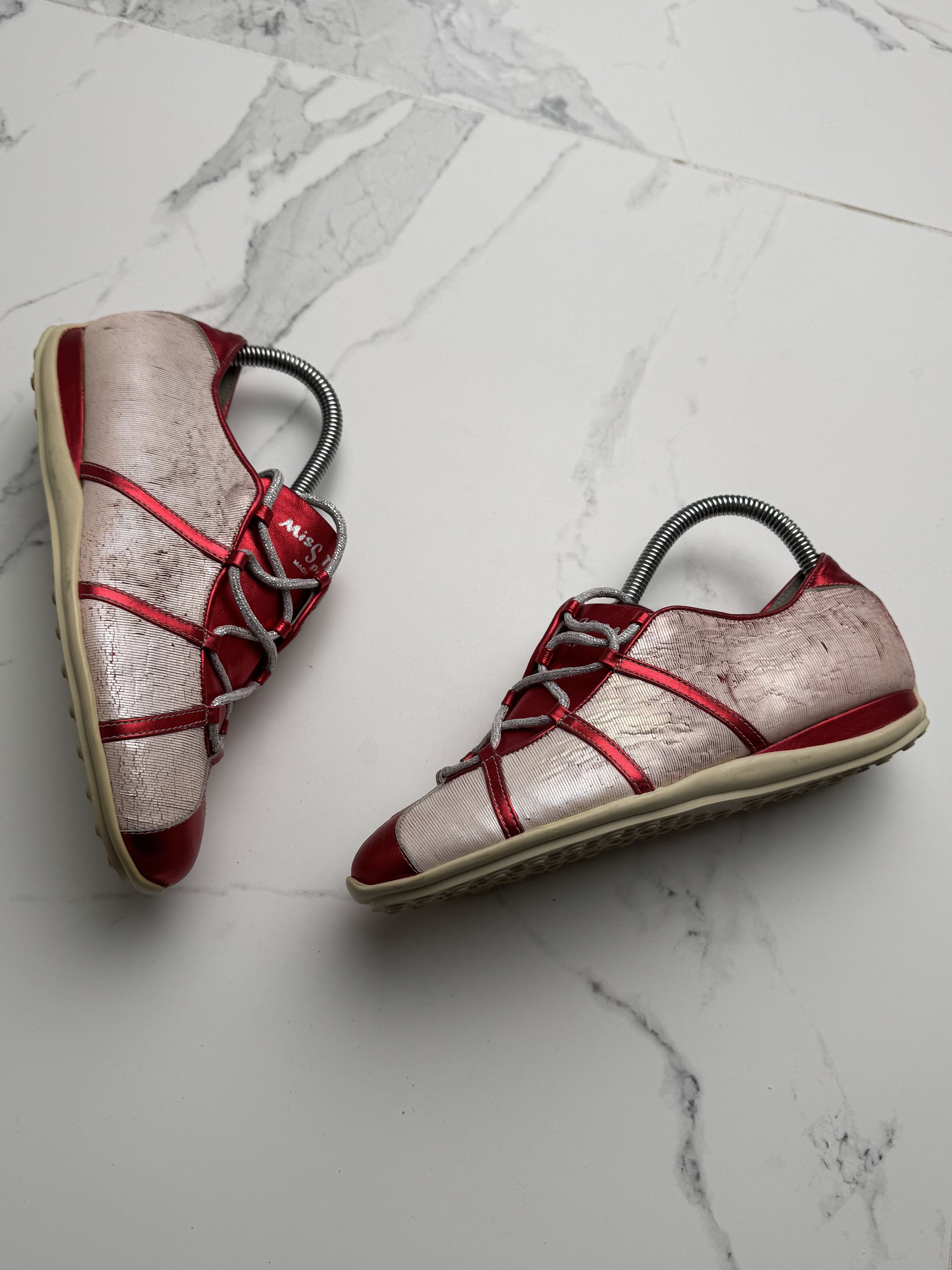 Vintage Vintage Red Metallic Casual Lace Up Comfort Walking Shoes Size US 7 / IT 37 - 2 Thumbnail