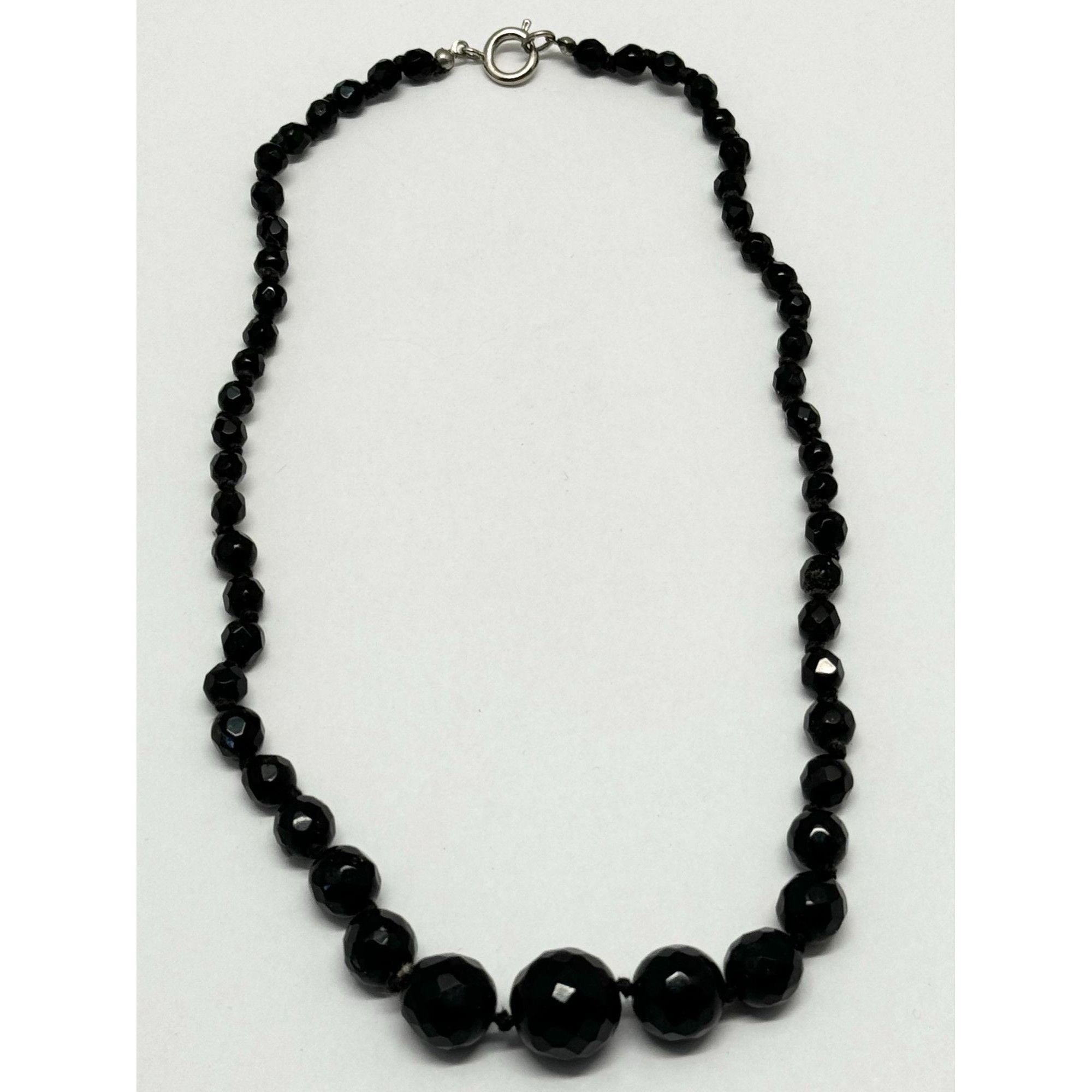 Vintage Vintage jet black glass beaded crystal necklace Size ONE SIZE - 2 Thumbnail