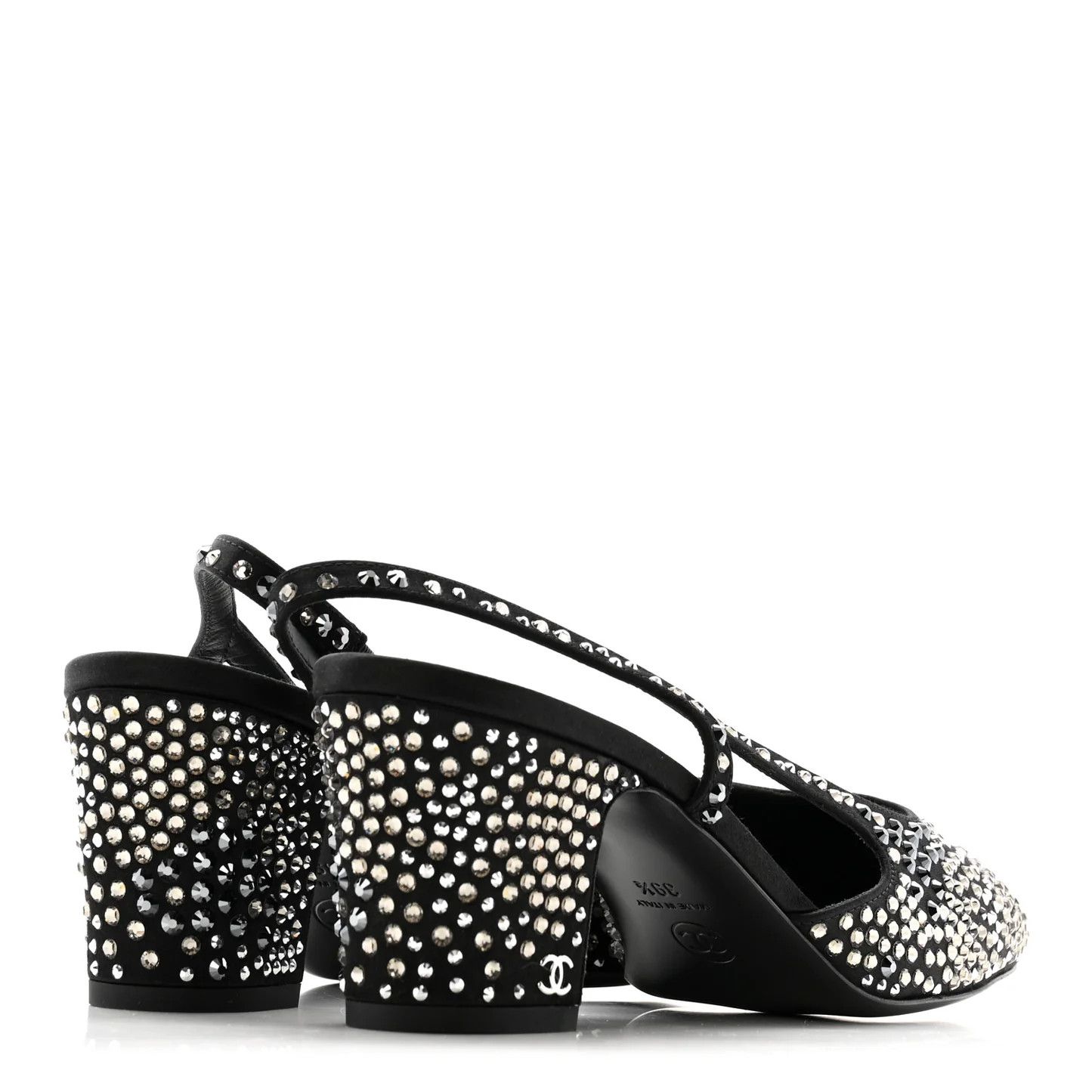 Chanel o1h1sh10526 Strass Cap Toe CC Slingback Pumps in Black Size US 9.5 / IT 39.5 - 6 Thumbnail
