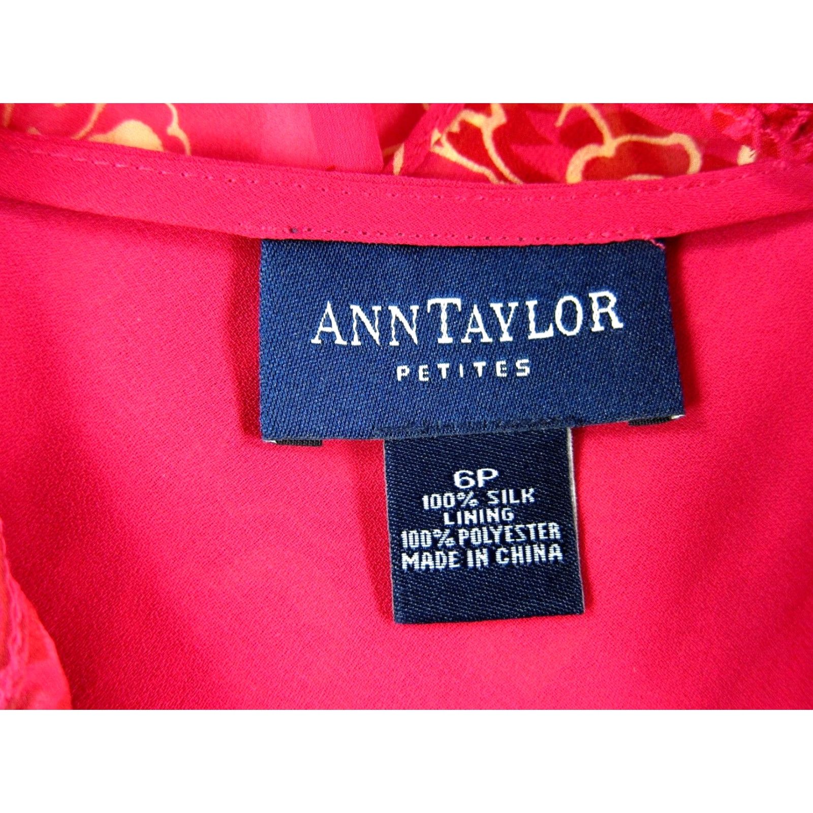 Ann Taylor VTG Ann Taylor 100% Silk Pink Ivory Floral V-Neck Midi Sheath Tank Sun Dress 6P - Women - Petite - Pink - Sleeveless - Zipper - Lined - Vintage Yes Size M / US 6-8 / IT 42-44 - 3 Thumbnail