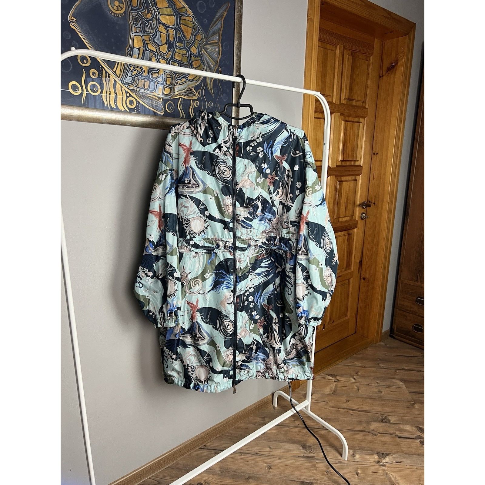 Moncler Moncler Lichen Women`s Blue Long Rain Coat Windbreaker Jacke Size M / US 6-8 / IT 42-44 - 2 Thumbnail