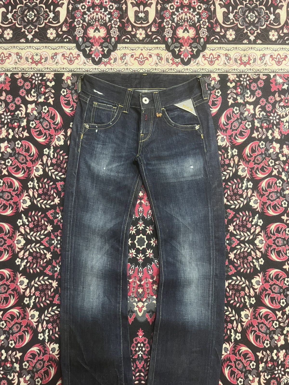 Replay Vintage Replay Dark Blue Faded Washed Frayed Leg Flare Jeans Size 26" / US 2 / IT 38 - 3 Thumbnail