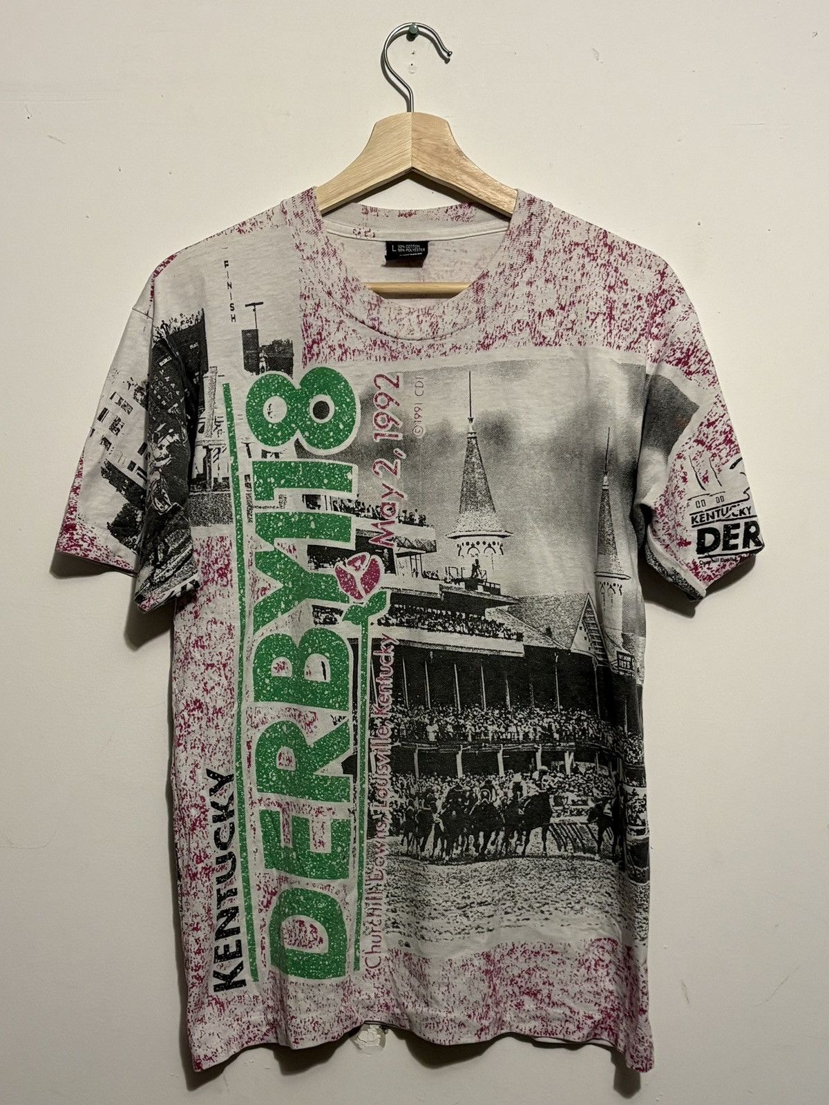 Vintage Vintage 1991 Kentucky Derby 118 AOP Screen Stars T-Shirt Size US L / EU 52-54 / 3 - 1 Thumbnail