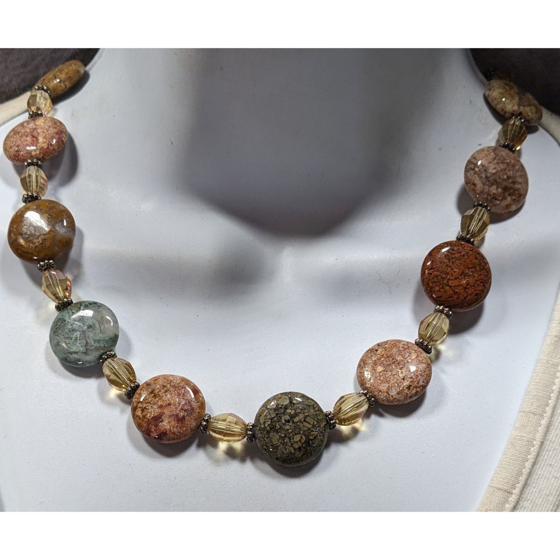 Other Natural Stone & Glass Beaded Necklace With Toggle Clasp Size ONE SIZE - 4 Thumbnail