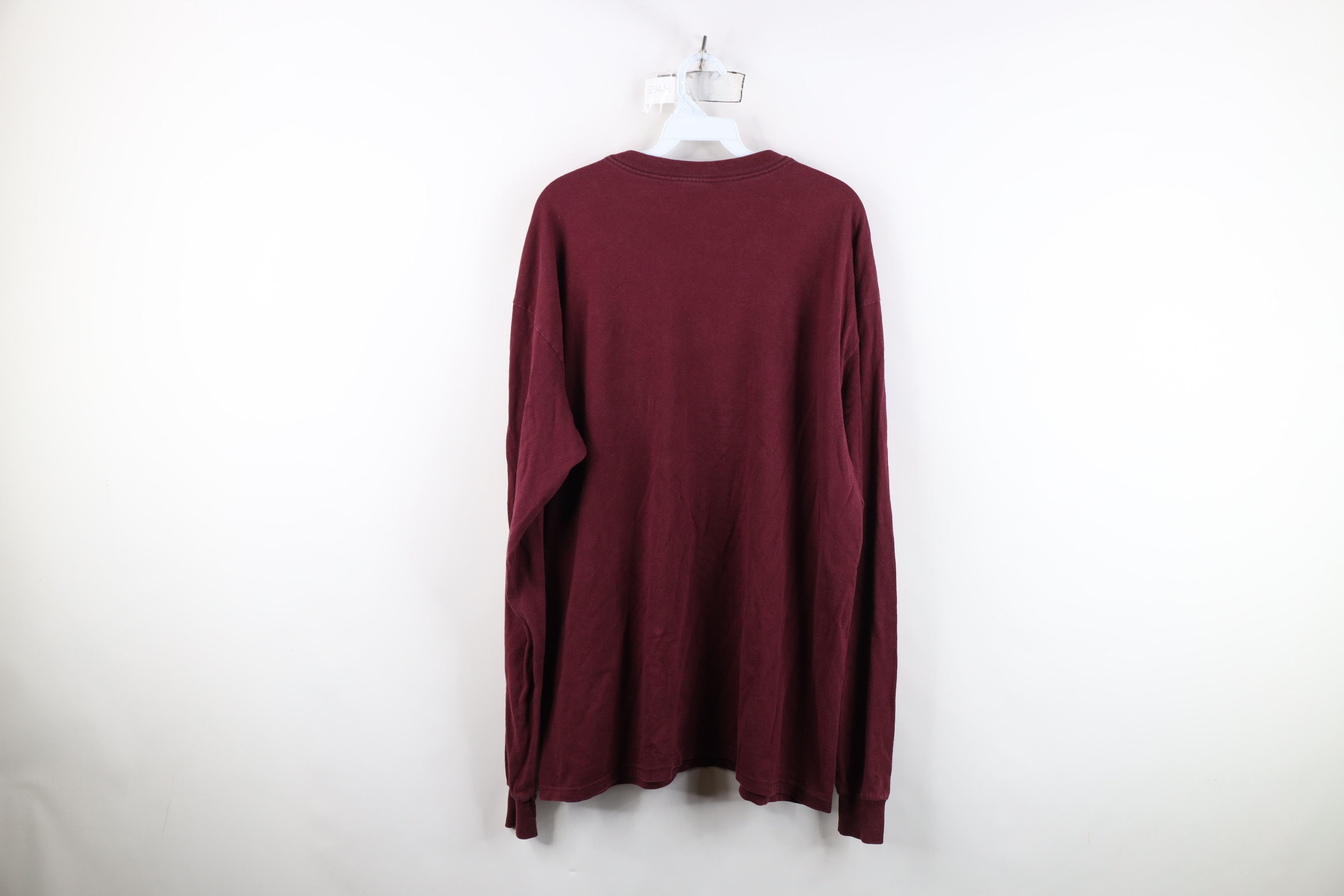 Vintage Vintage 90s Streetwear Cotton Long Sleeve T-Shirt Burgundy Size US XL / EU 56 / 4 - 11 Thumbnail
