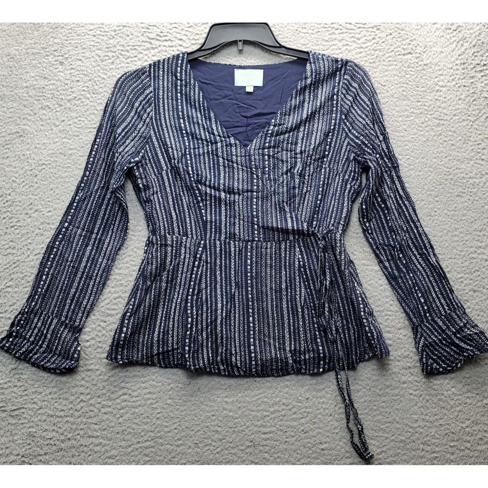 Vintage Skies Are Blue Blouse Women S Multi Stripe Long Sleeve Wrap V Neck Tie Waist Shirt XS? Size S / US 4 / IT 40 - 2 Thumbnail