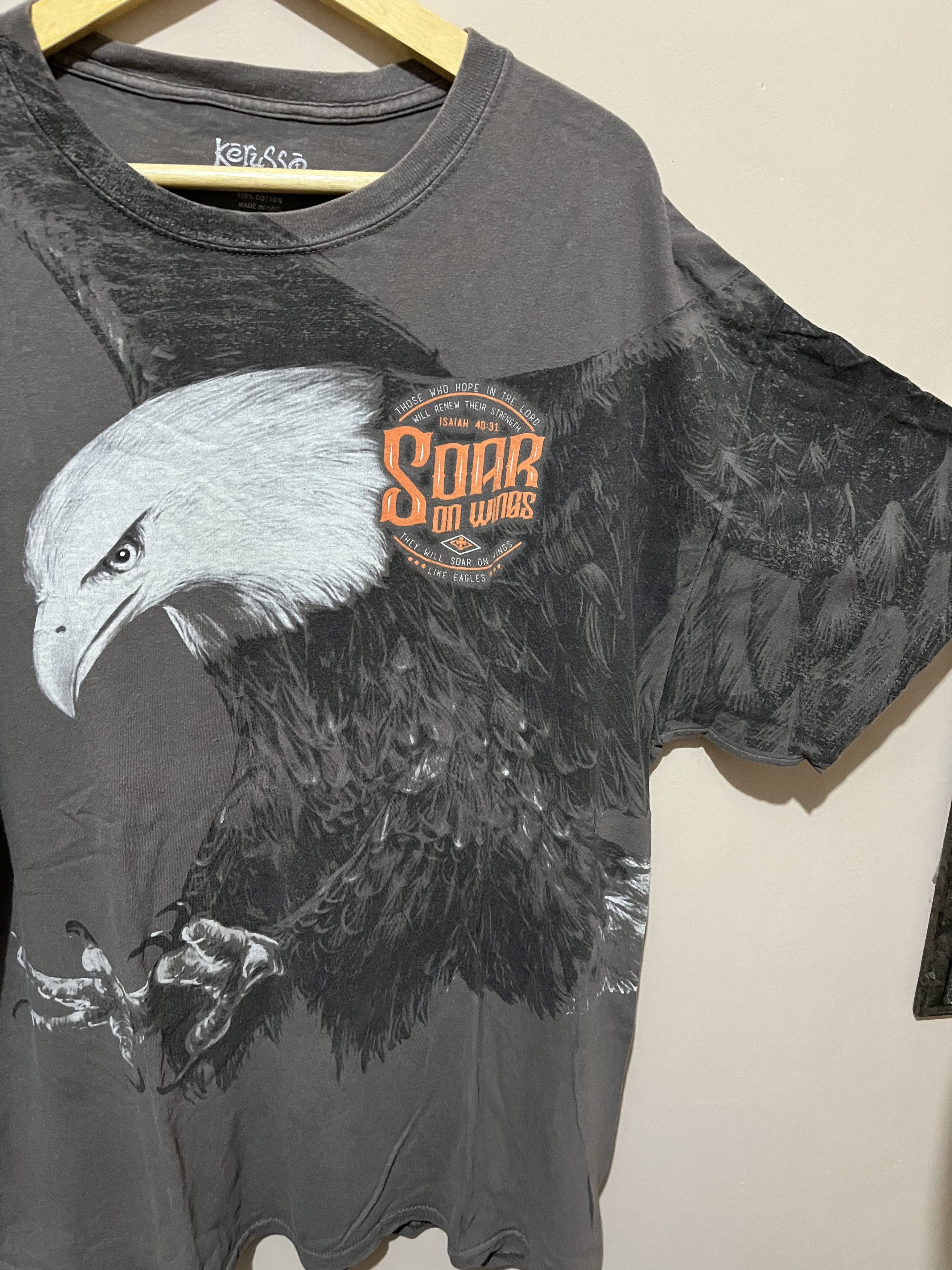 Vintage Kerusso "Soar on Wings" Eagle Graphic Tee – Isaiah 40:31 Size US XL / EU 56 / 4 - 2 Thumbnail