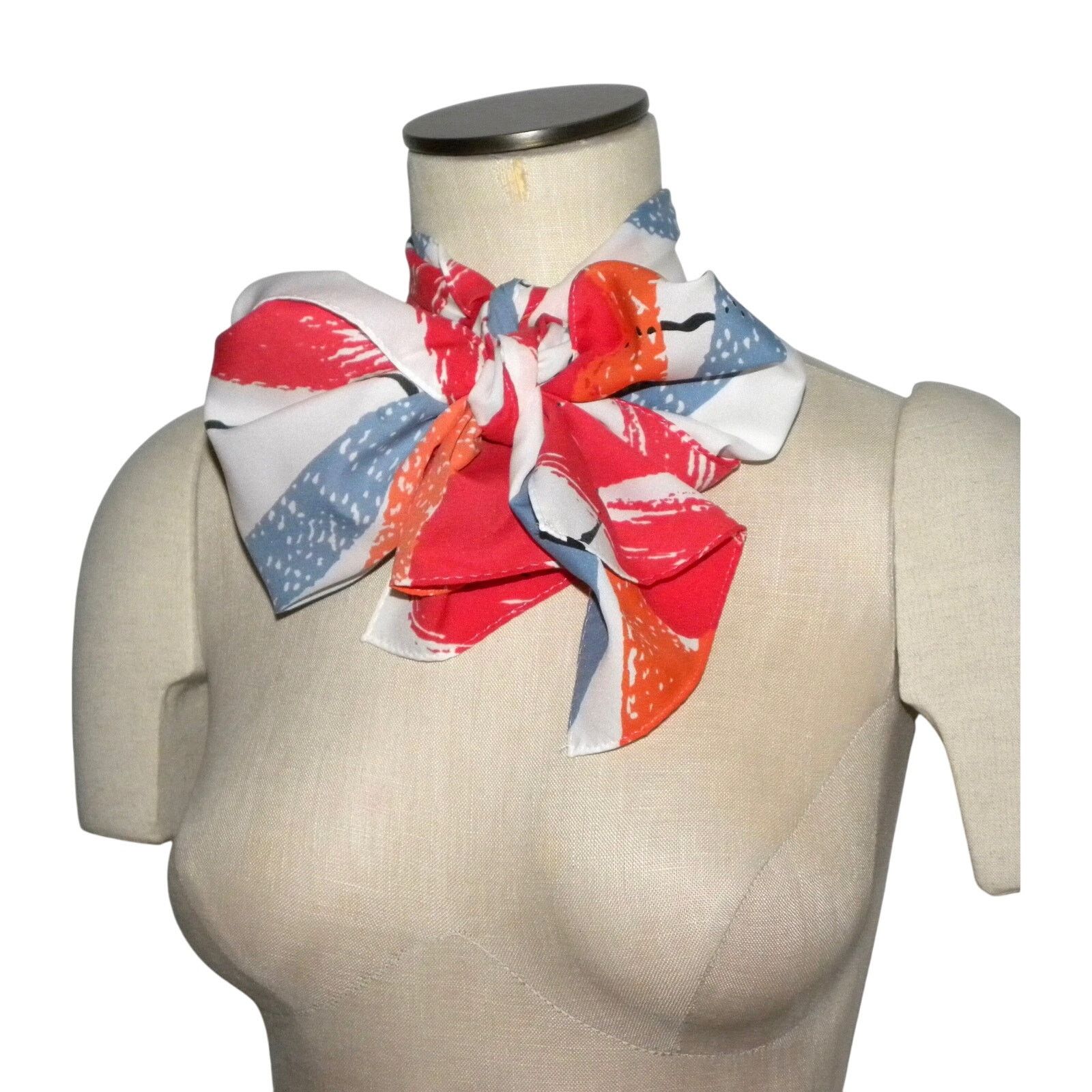 Vintage 70s Neck Scarf Bow Bold MOD Hair Scarf | 53" x 9.25" Size ONE SIZE - 1 Thumbnail